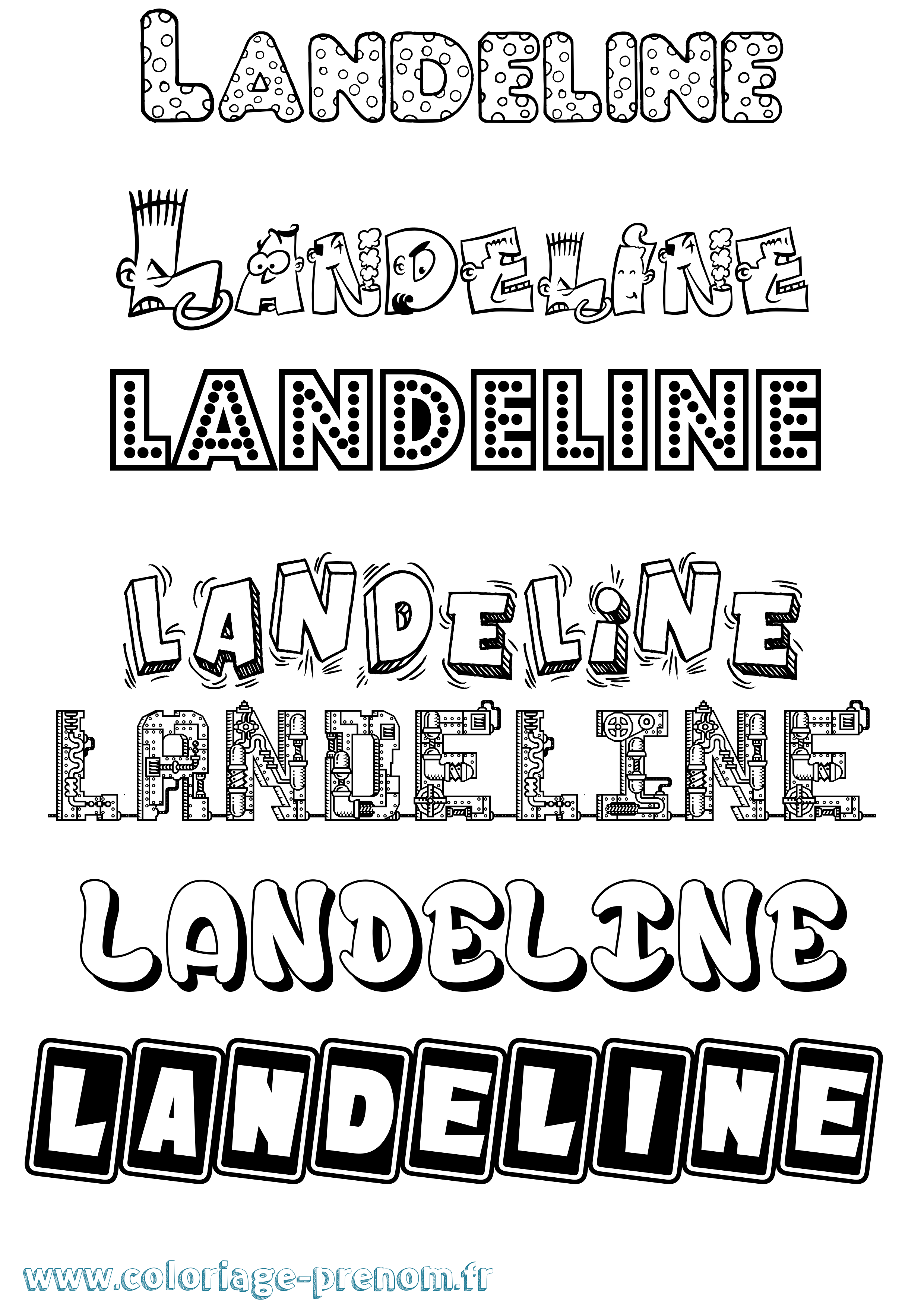 Coloriage prénom Landeline Fun