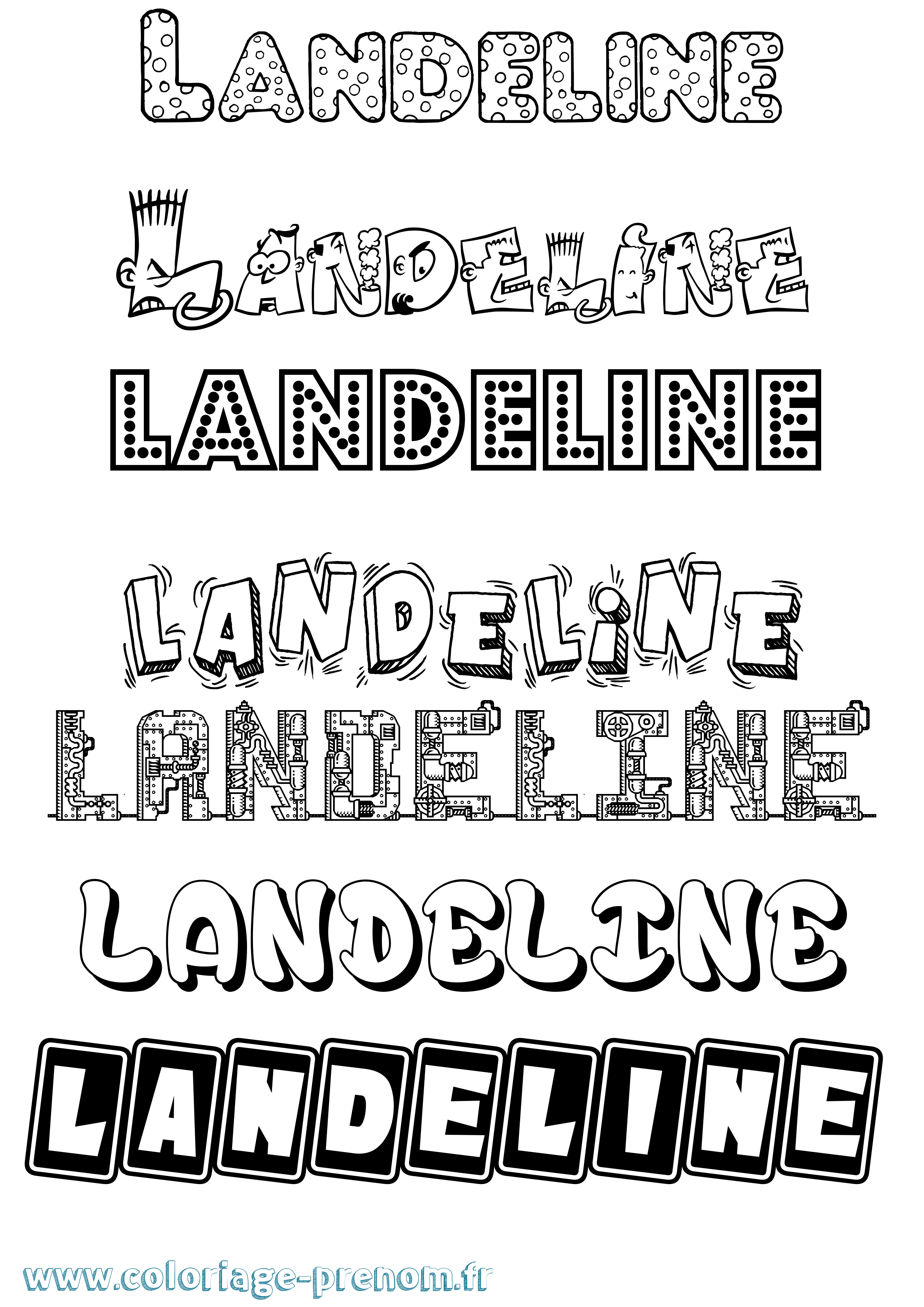 Coloriage Landeline Fun Coloriage prénom Landeline Fun