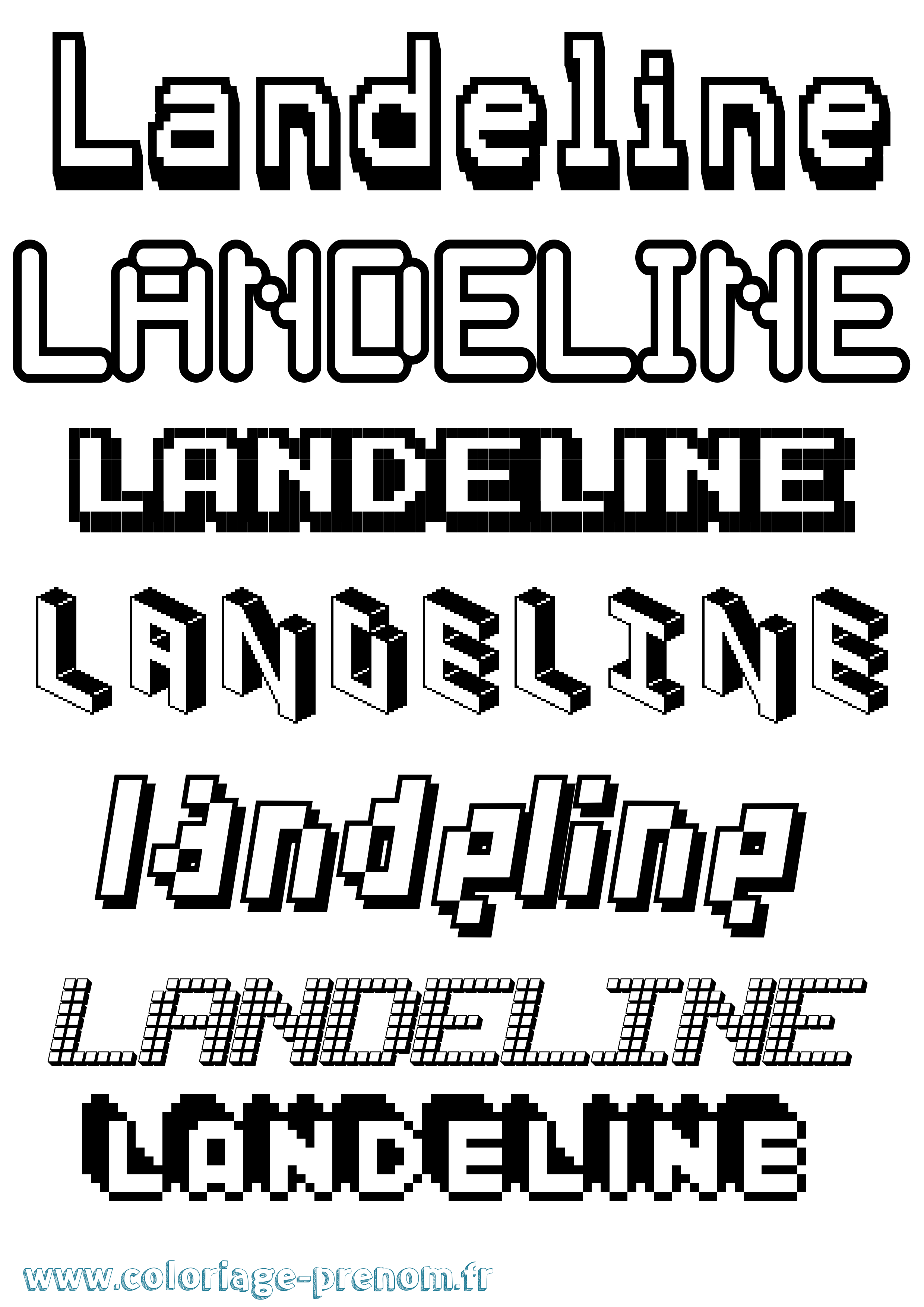 Coloriage prénom Landeline Pixel