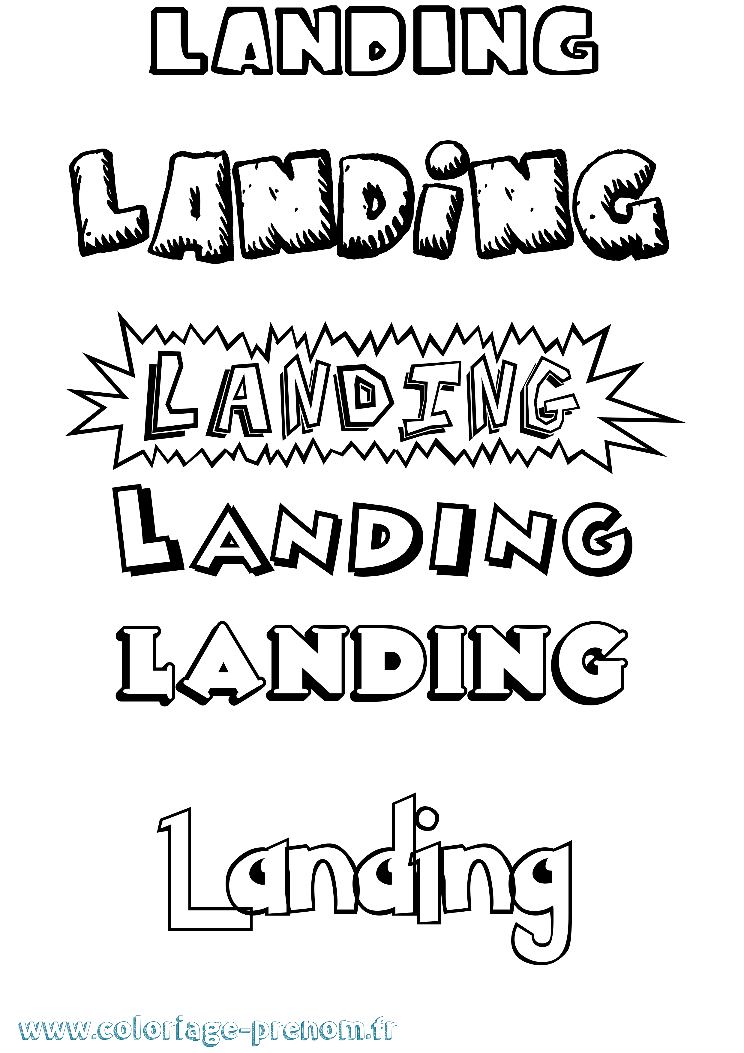 Coloriage Landing Dessin Animé Coloriage prénom Landing Dessin Animé