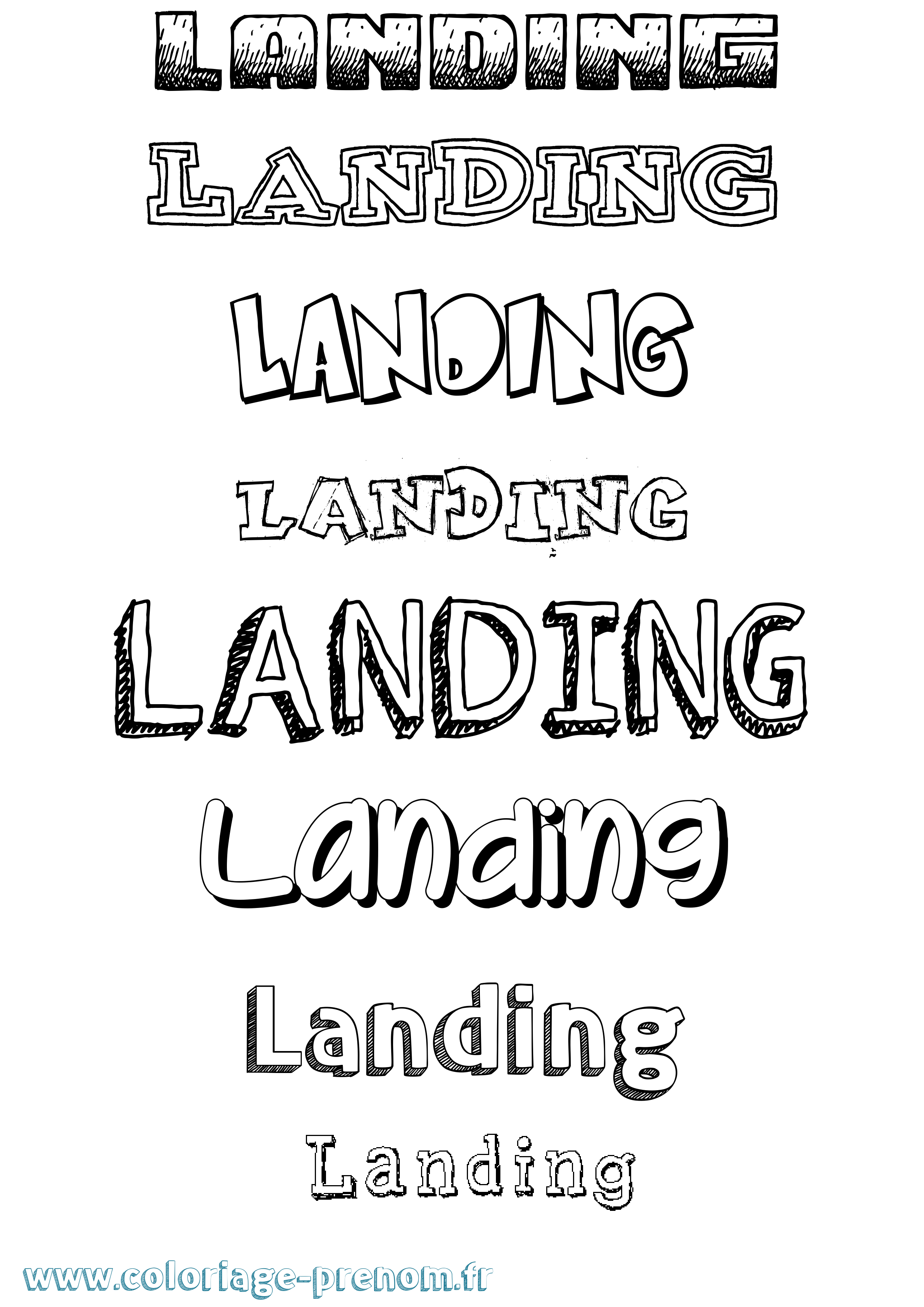 Coloriage Landing Dessiné Coloriage prénom Landing Dessiné