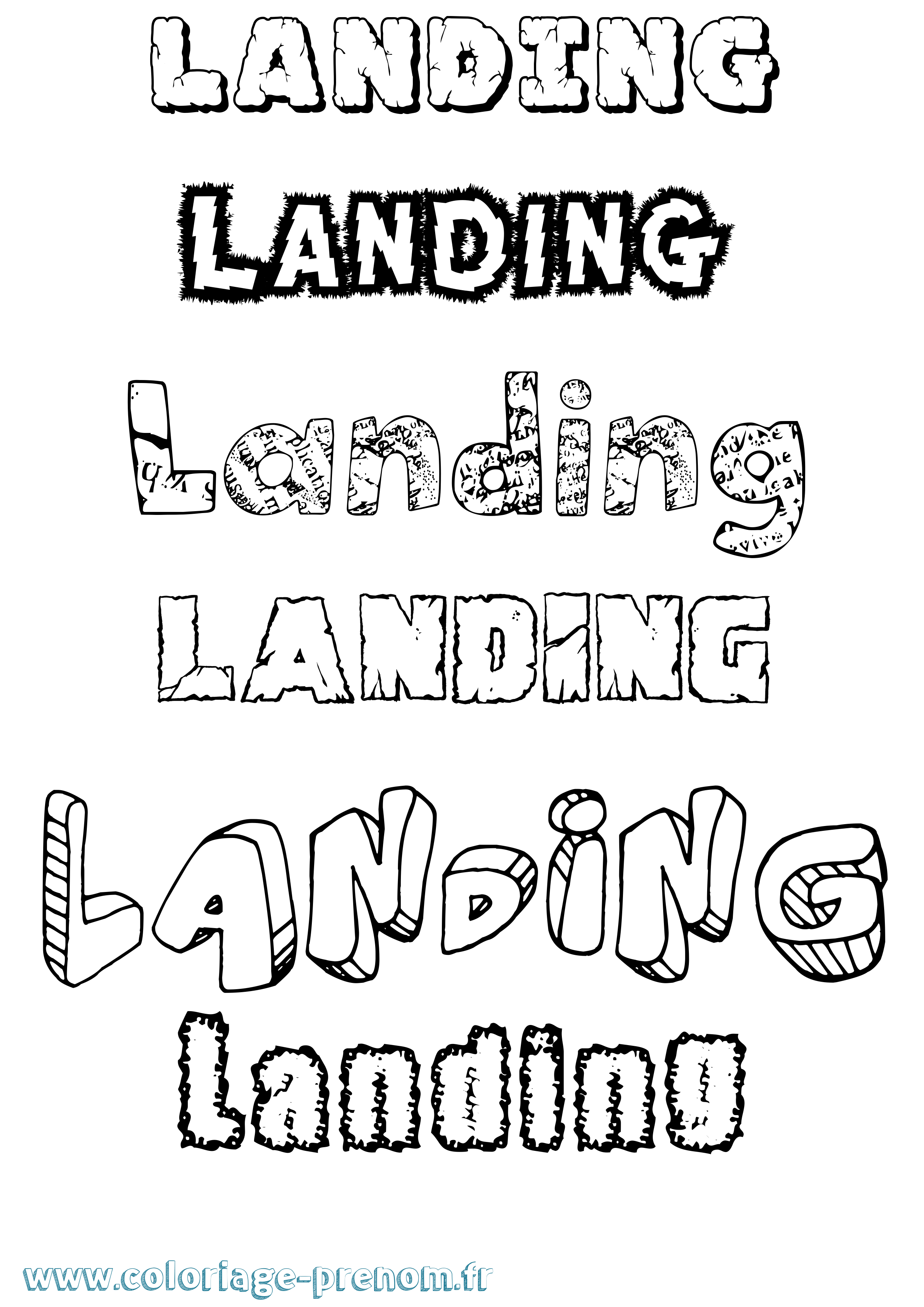 Coloriage Landing Destructuré Coloriage prénom Landing Destructuré
