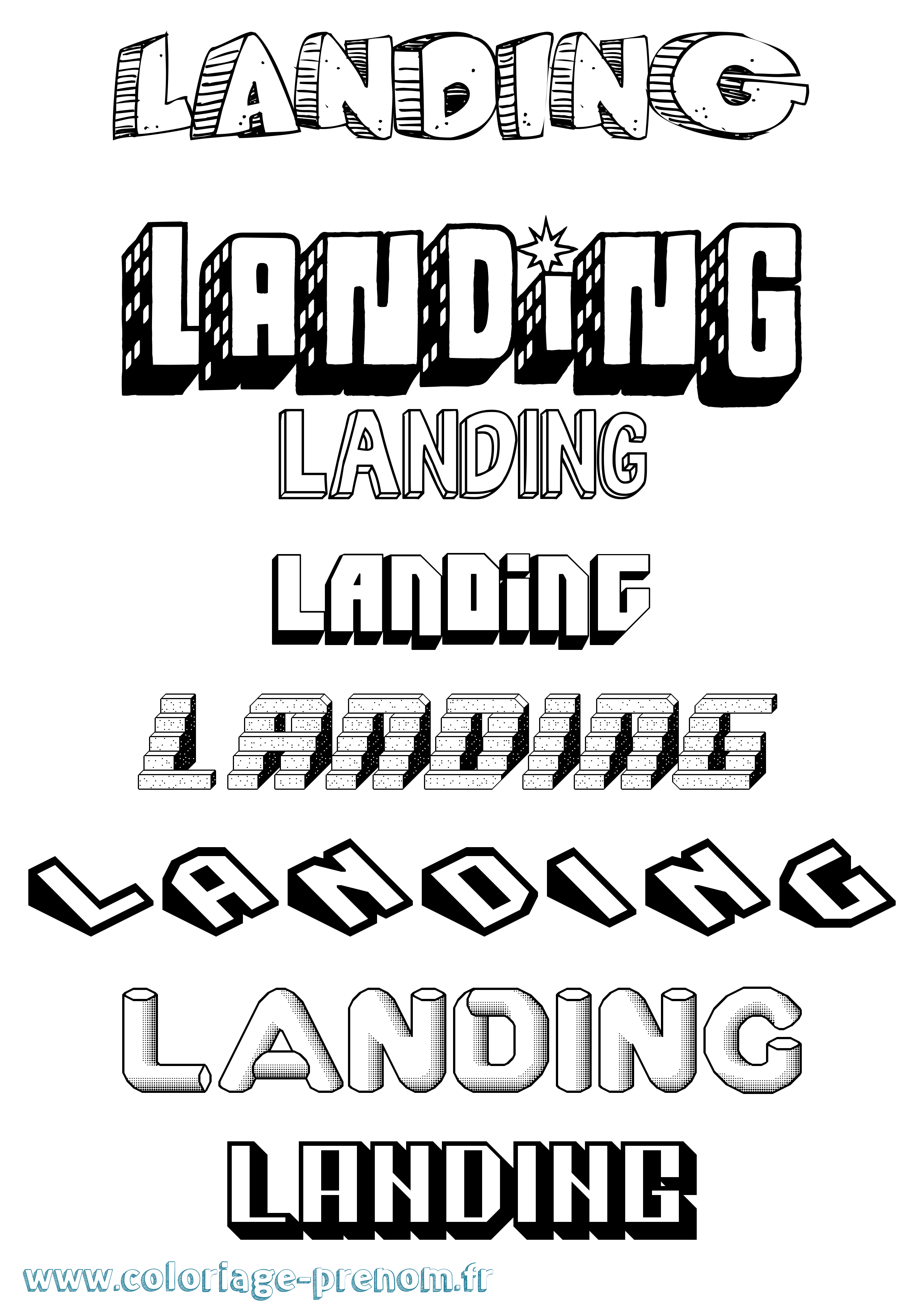 Coloriage Landing Effet 3D Coloriage prénom Landing Effet 3D
