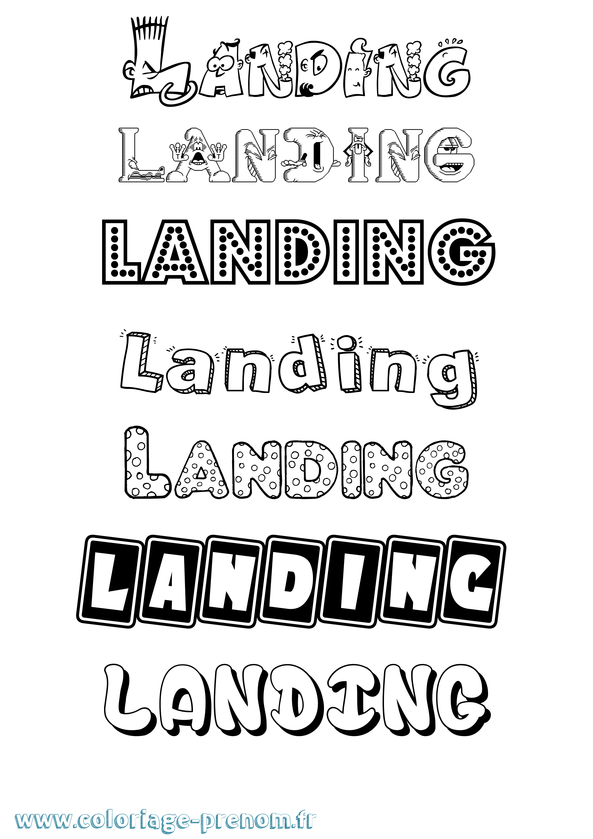 Coloriage Landing Fun Coloriage prénom Landing Fun