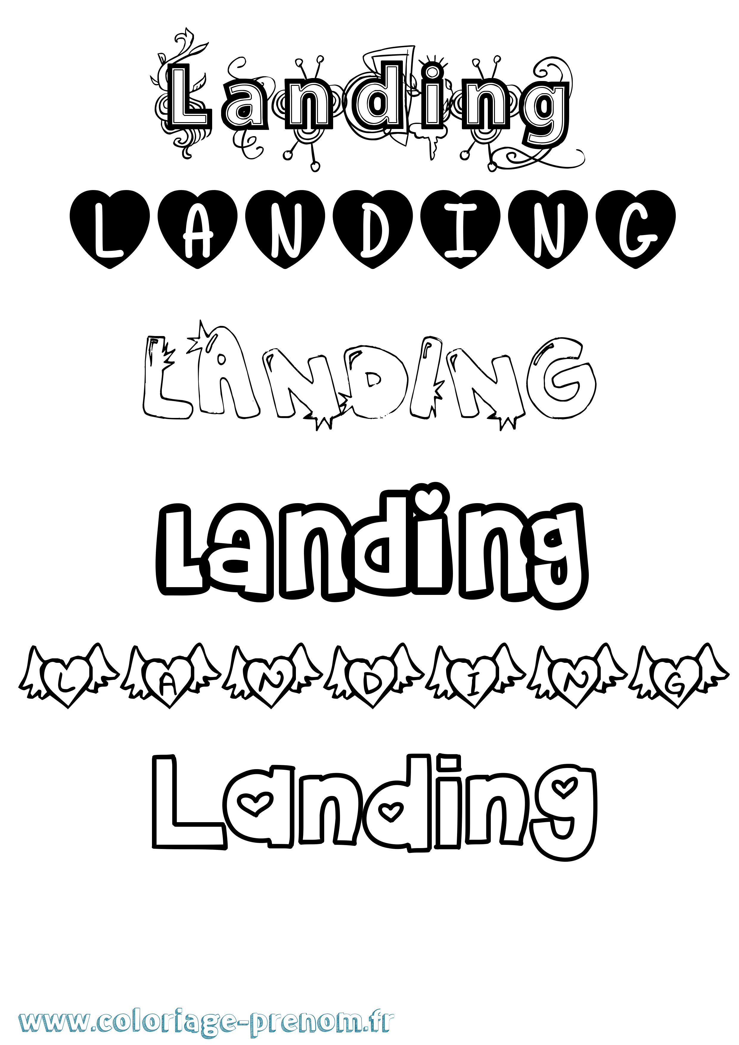 Coloriage Landing Girly Coloriage prénom Landing Girly