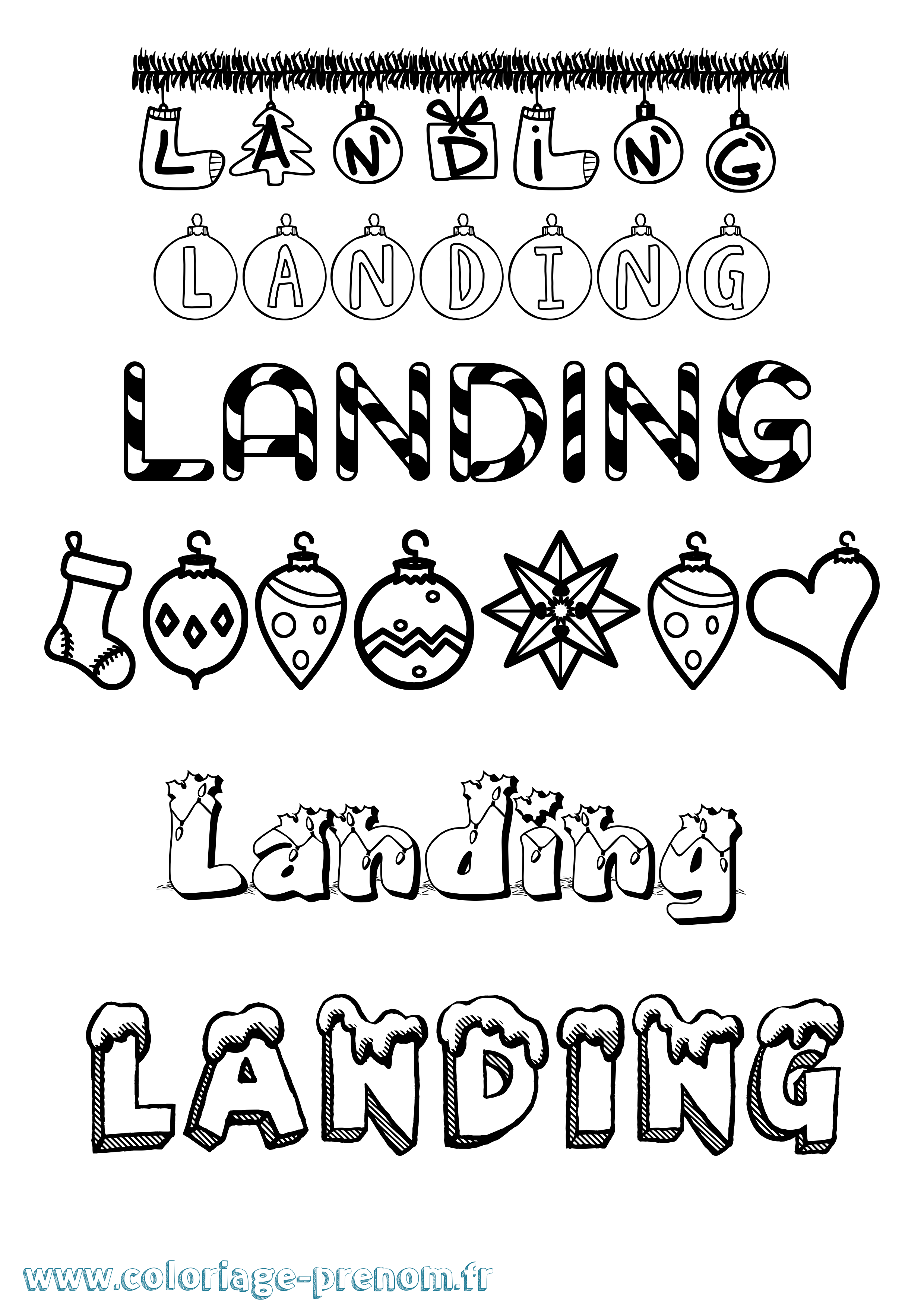 Coloriage Landing Noël Coloriage prénom Landing Noël