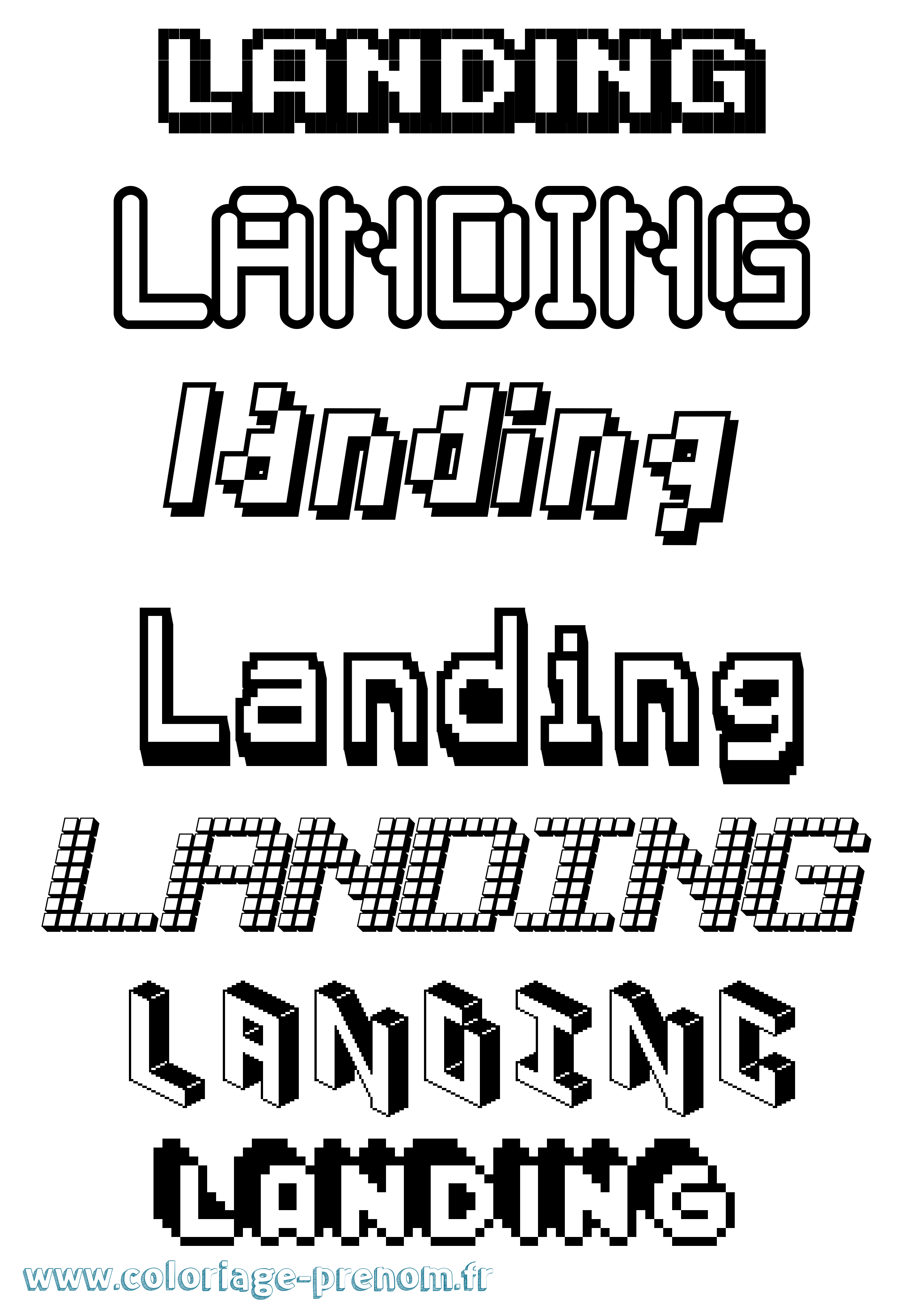 Coloriage Landing Pixel Coloriage prénom Landing Pixel