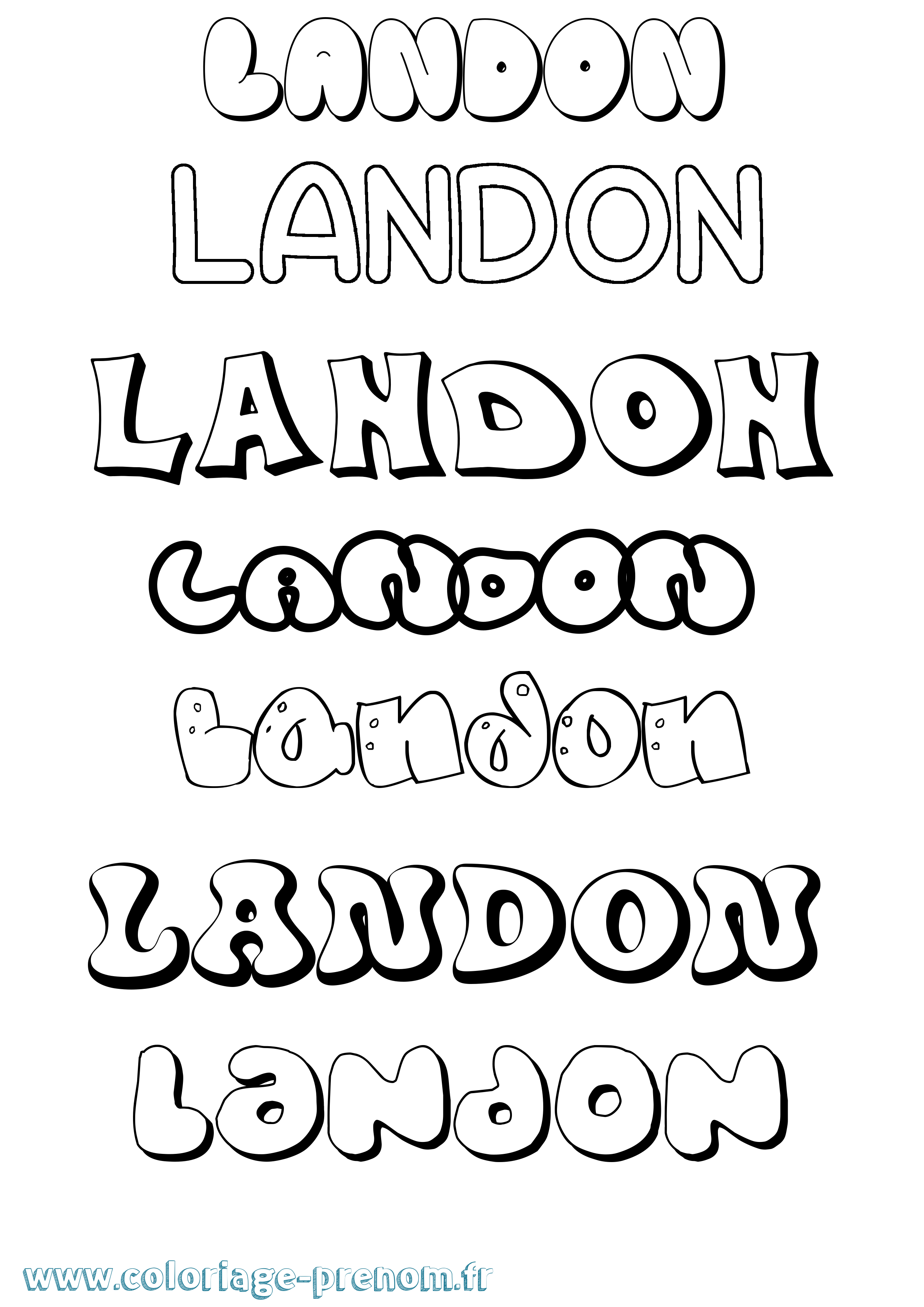 Coloriage Landon Bubble Coloriage prénom Landon Bubble