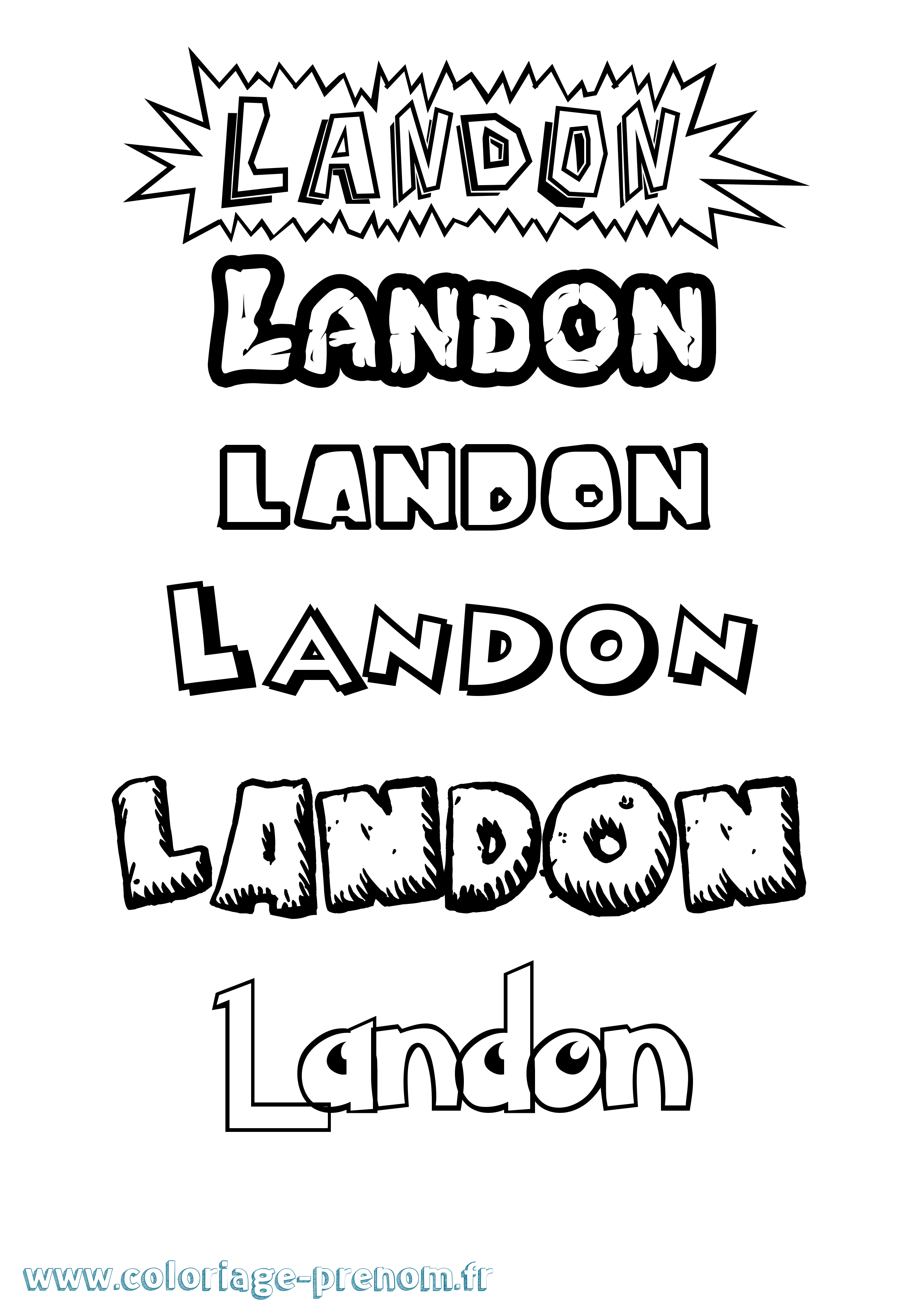 Coloriage Landon Dessin Animé Coloriage prénom Landon Dessin Animé