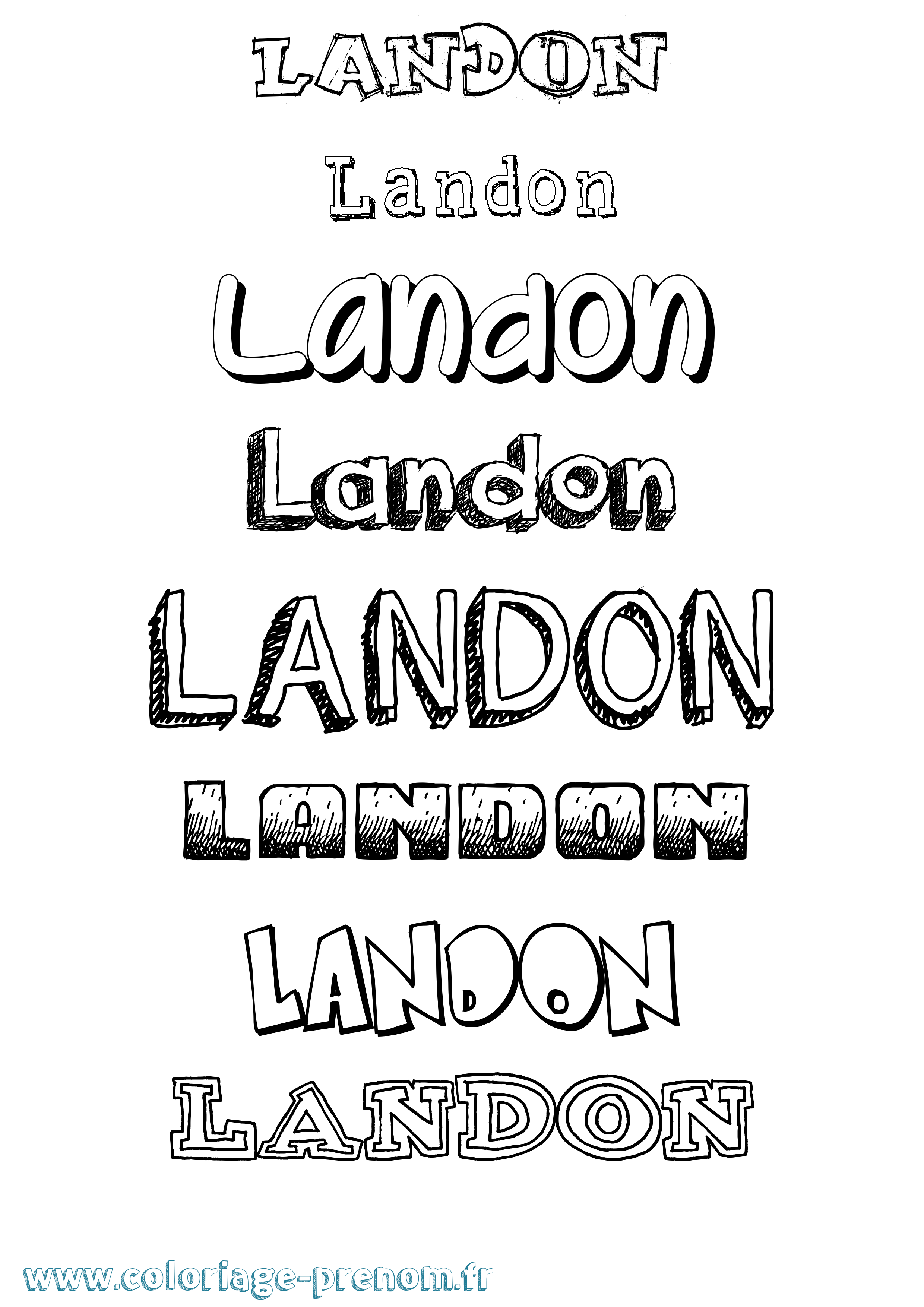 Coloriage Landon Dessiné Coloriage prénom Landon Dessiné