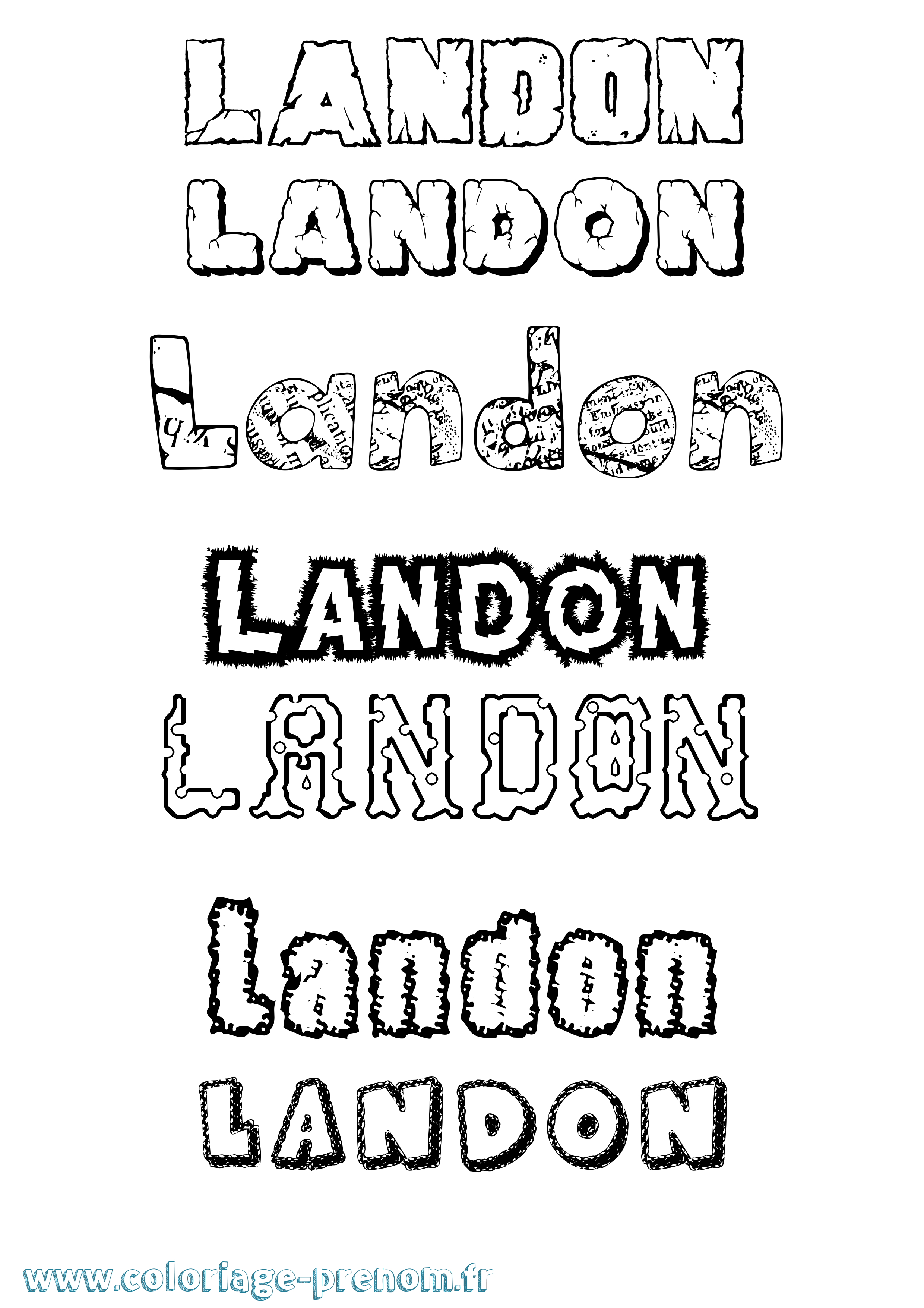 Coloriage prénom Landon Destructuré