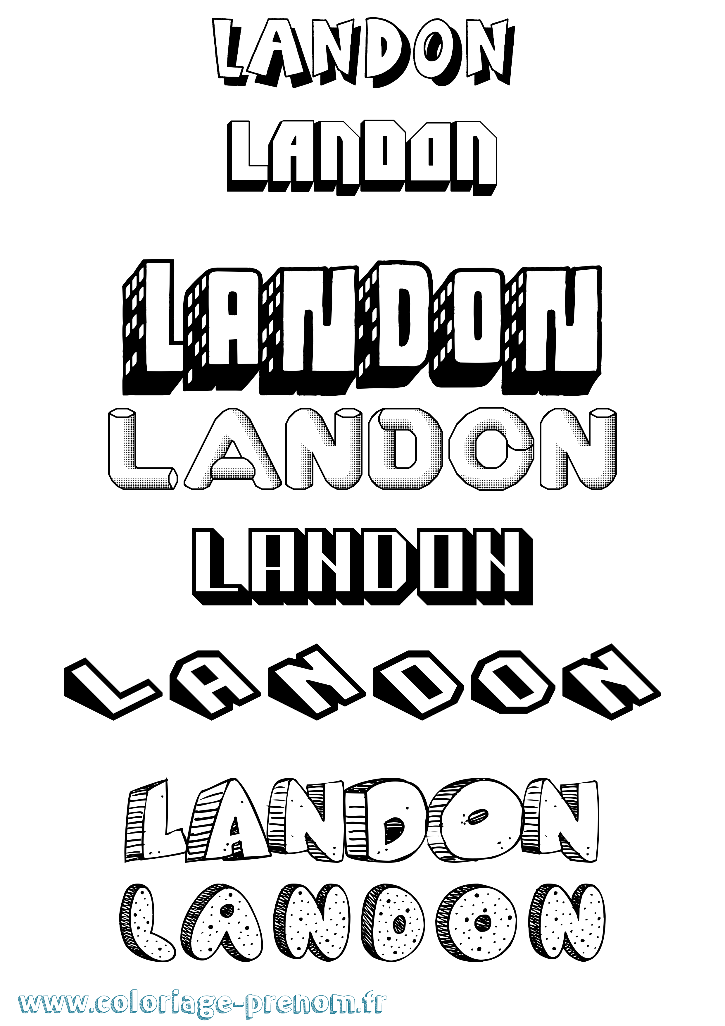 Coloriage Landon Effet 3D Coloriage prénom Landon Effet 3D