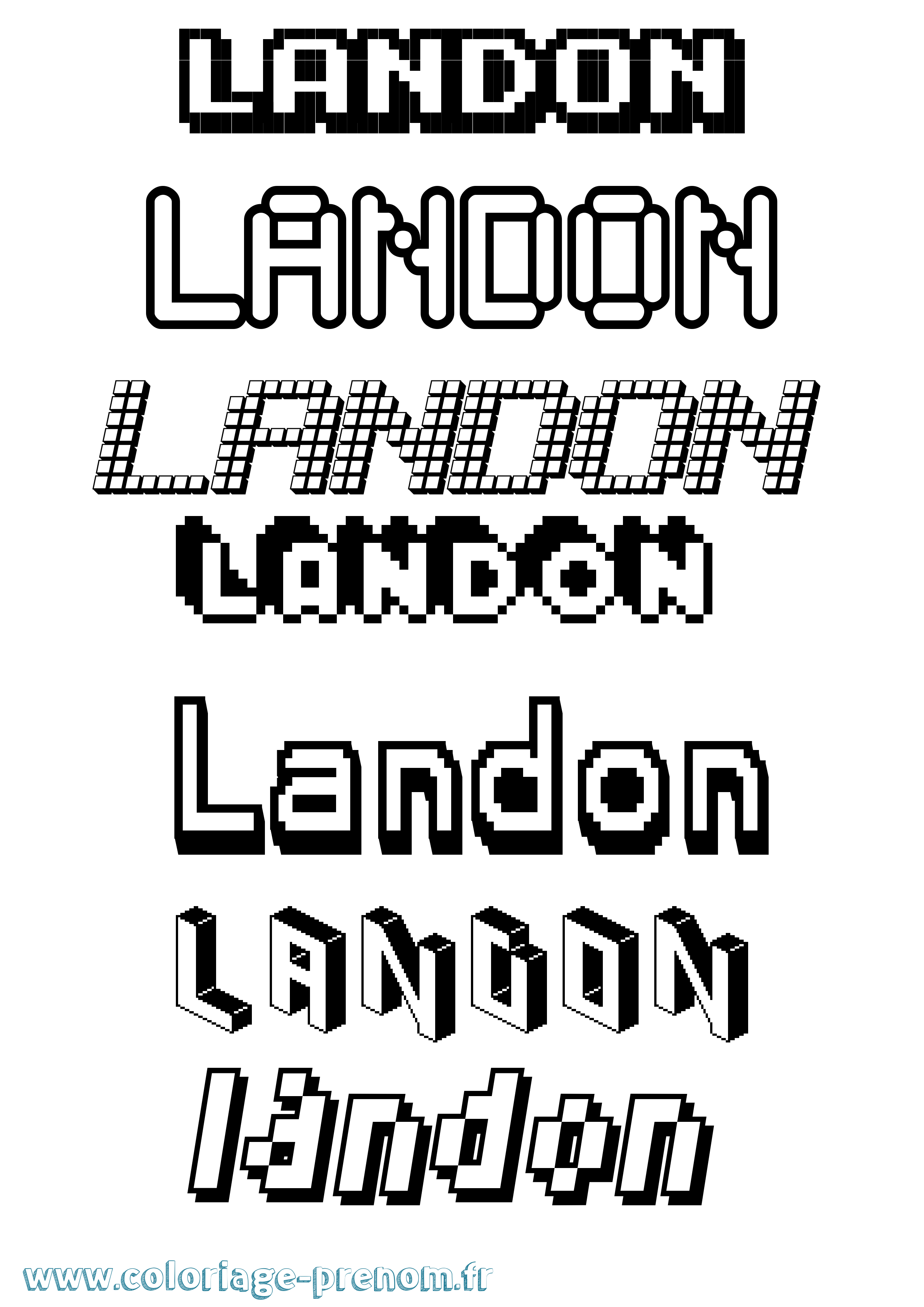 Coloriage prénom Landon Pixel