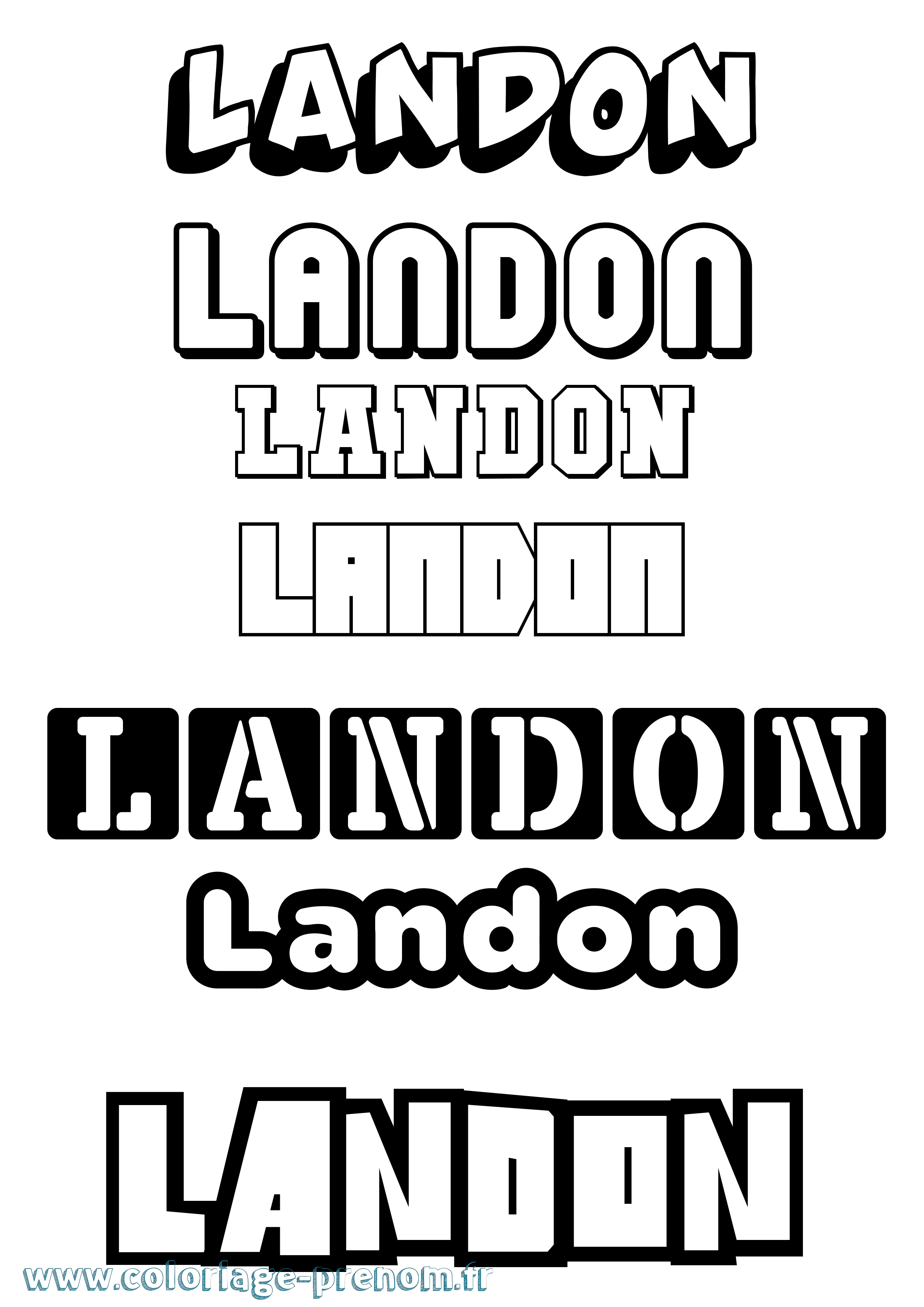 Coloriage prénom Landon Simple