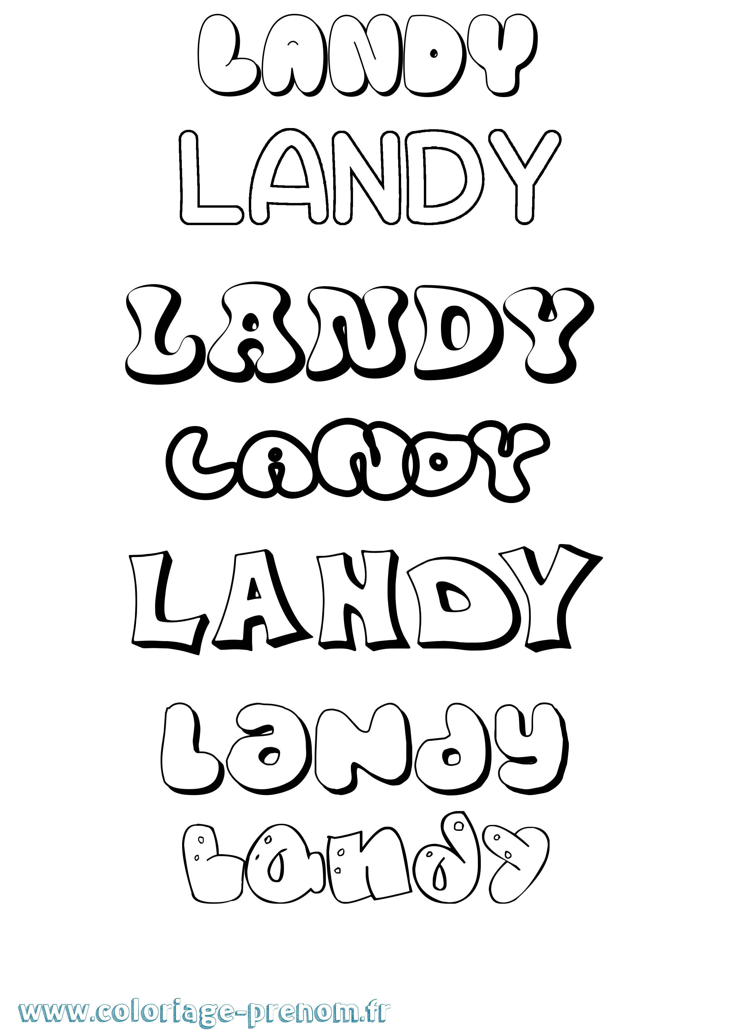 Coloriage prénom Landy Bubble