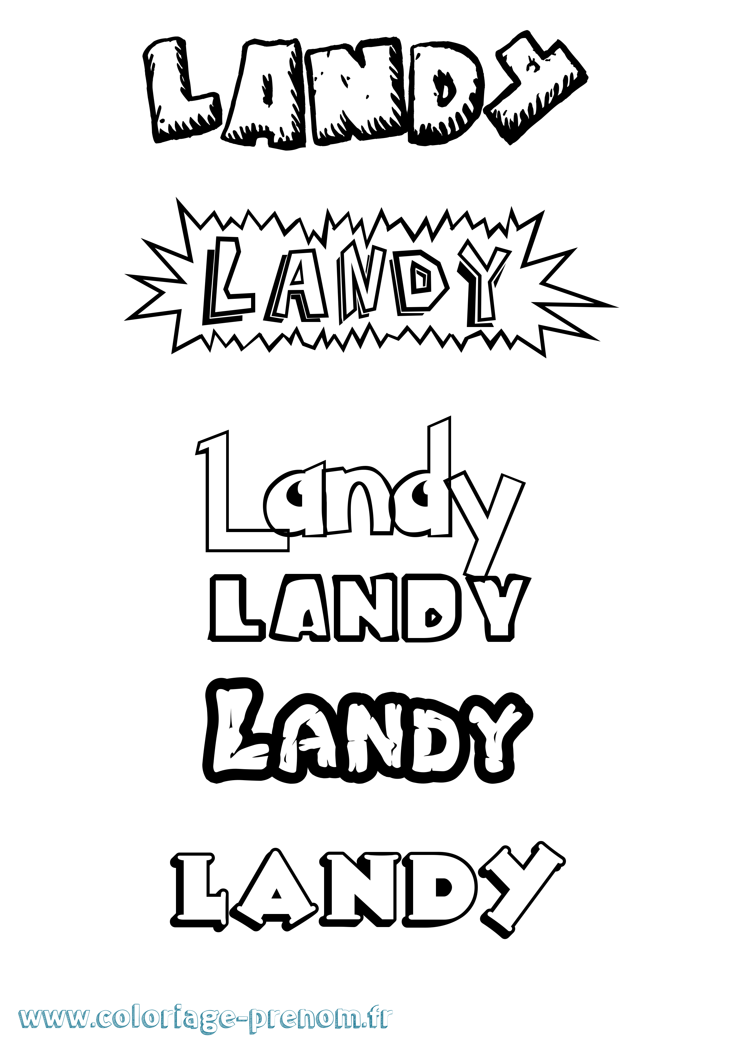 Coloriage prénom Landy Dessin Animé