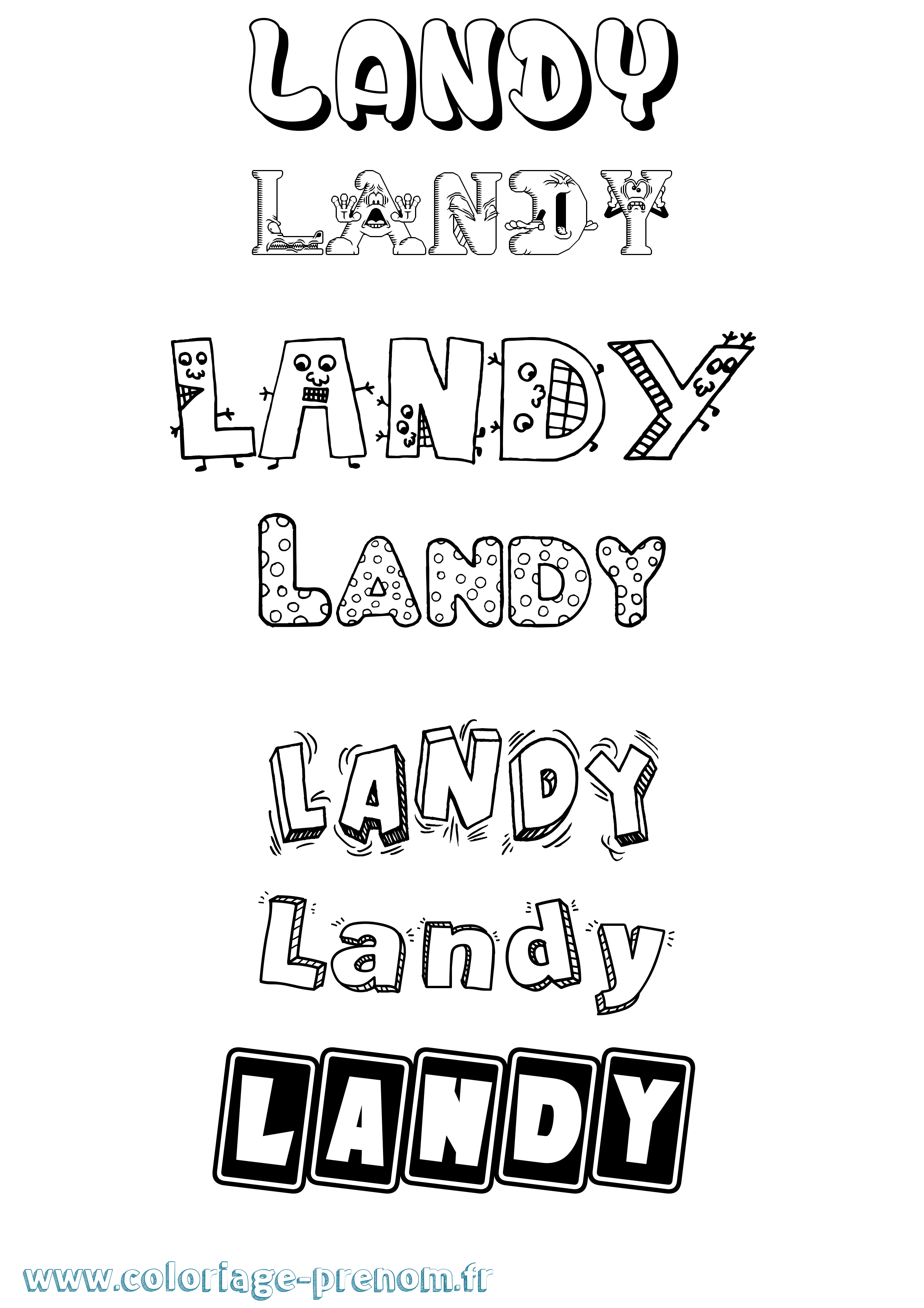 Coloriage prénom Landy Fun
