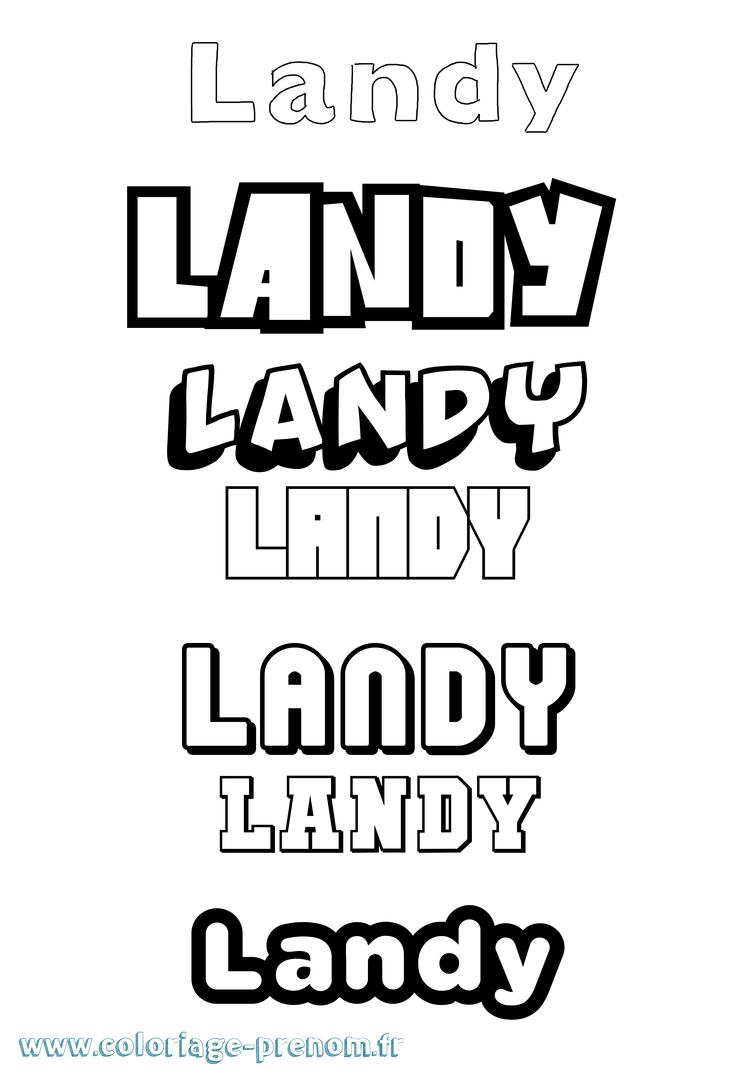 Coloriage prénom Landy Simple