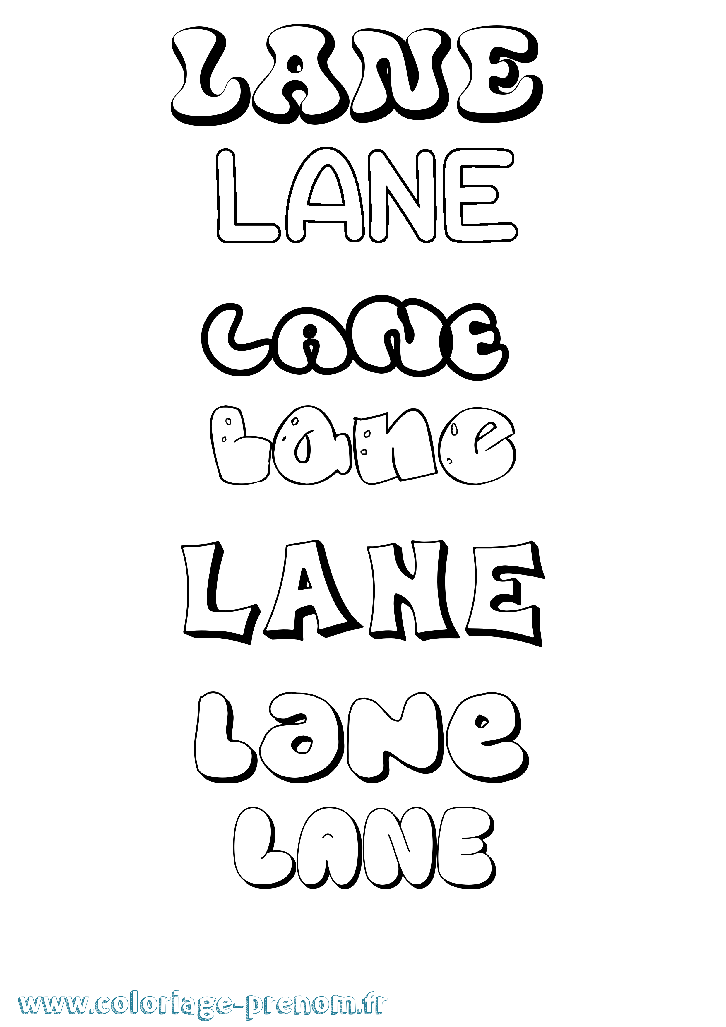 Coloriage prénom Lane Bubble