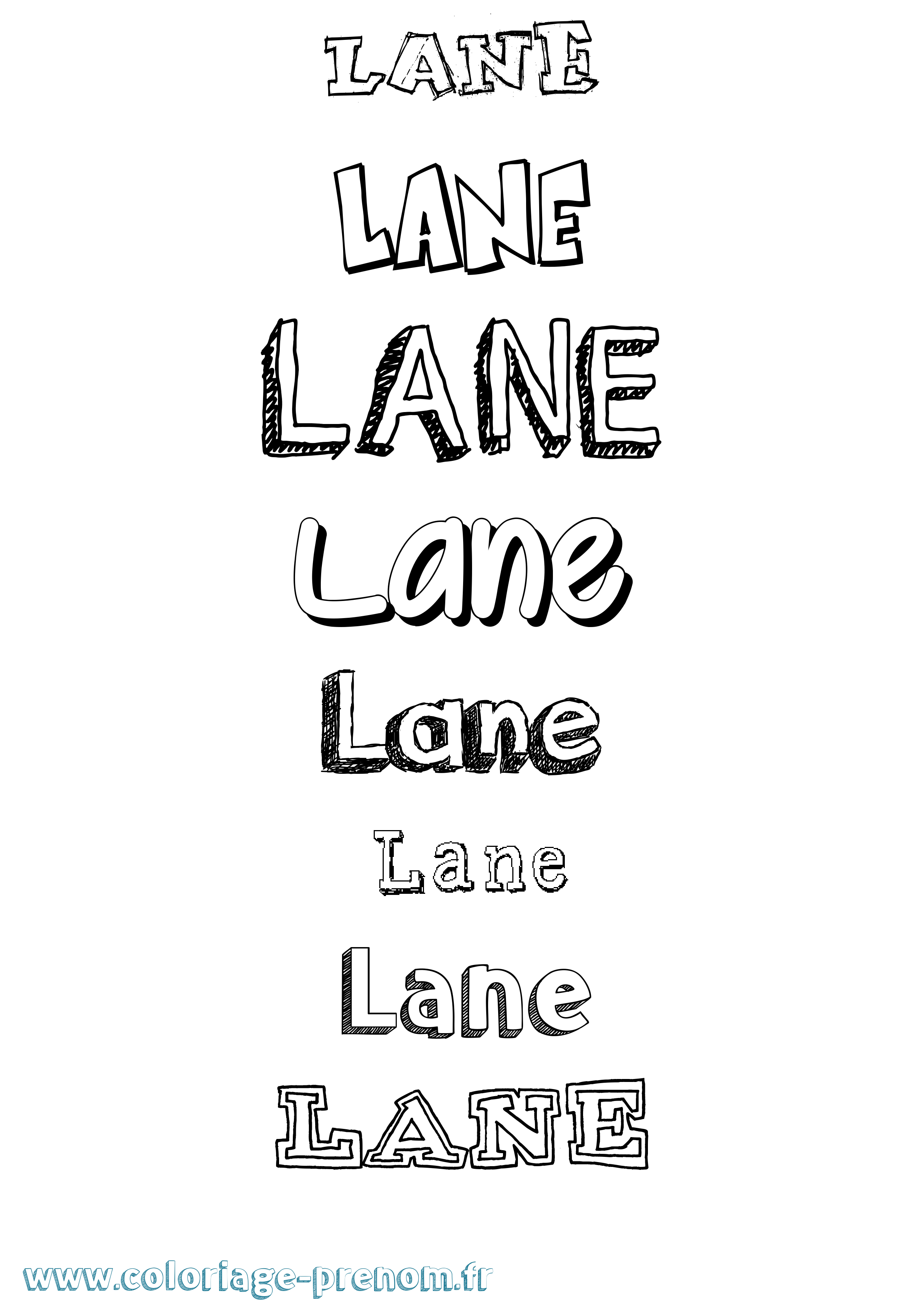 Coloriage prénom Lane Dessiné
