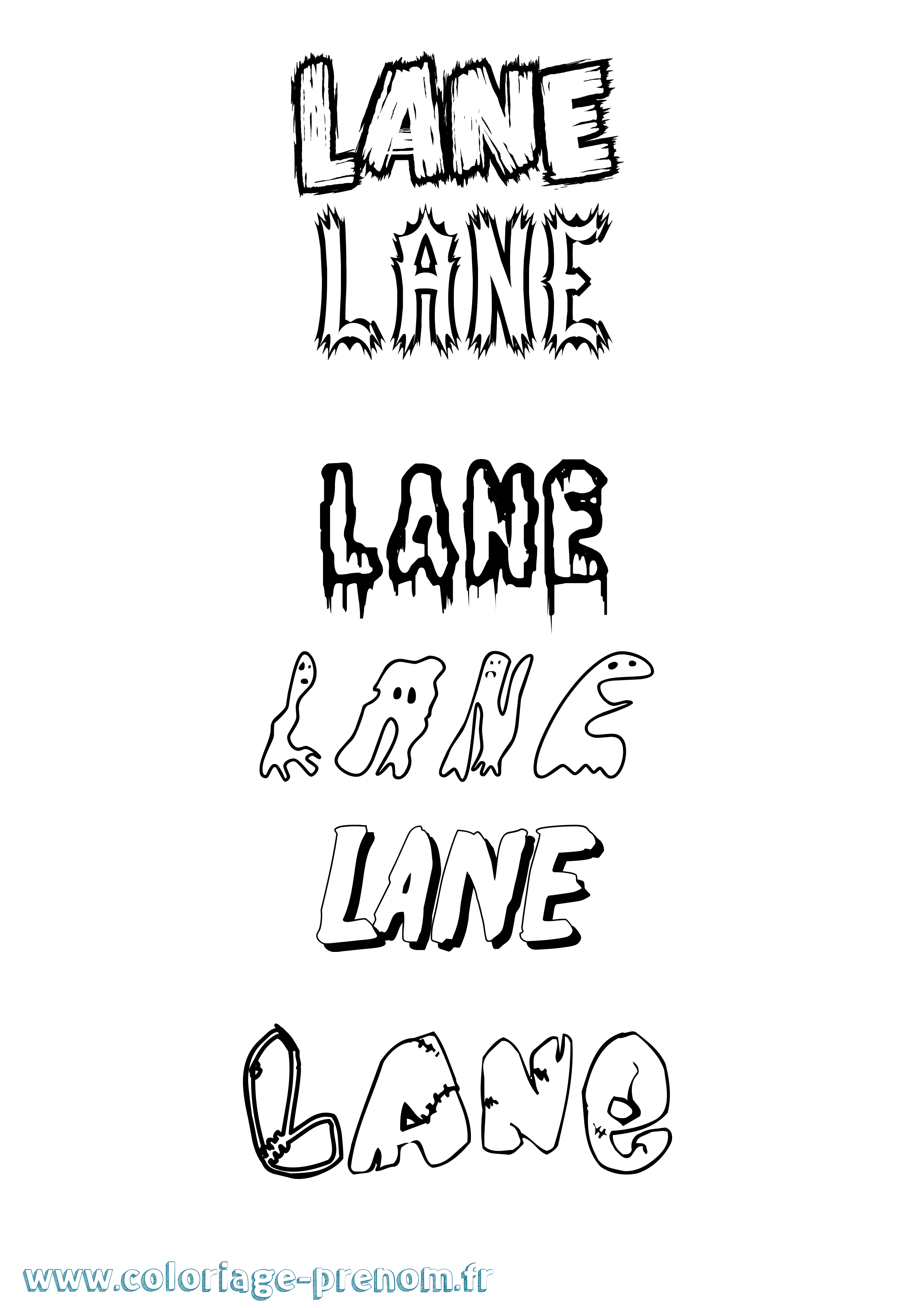 Coloriage prénom Lane Frisson