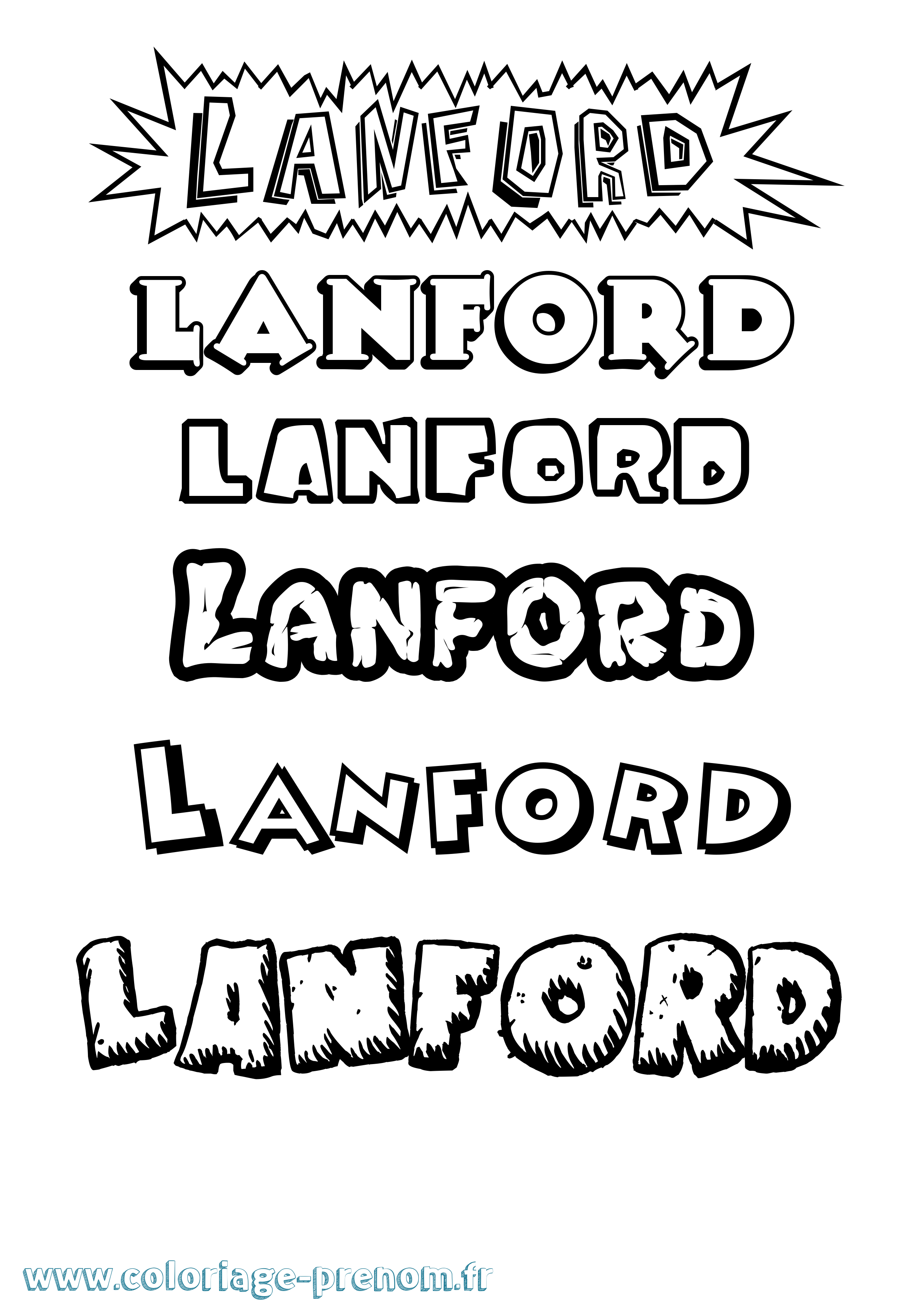Coloriage prénom Lanford Dessin Animé