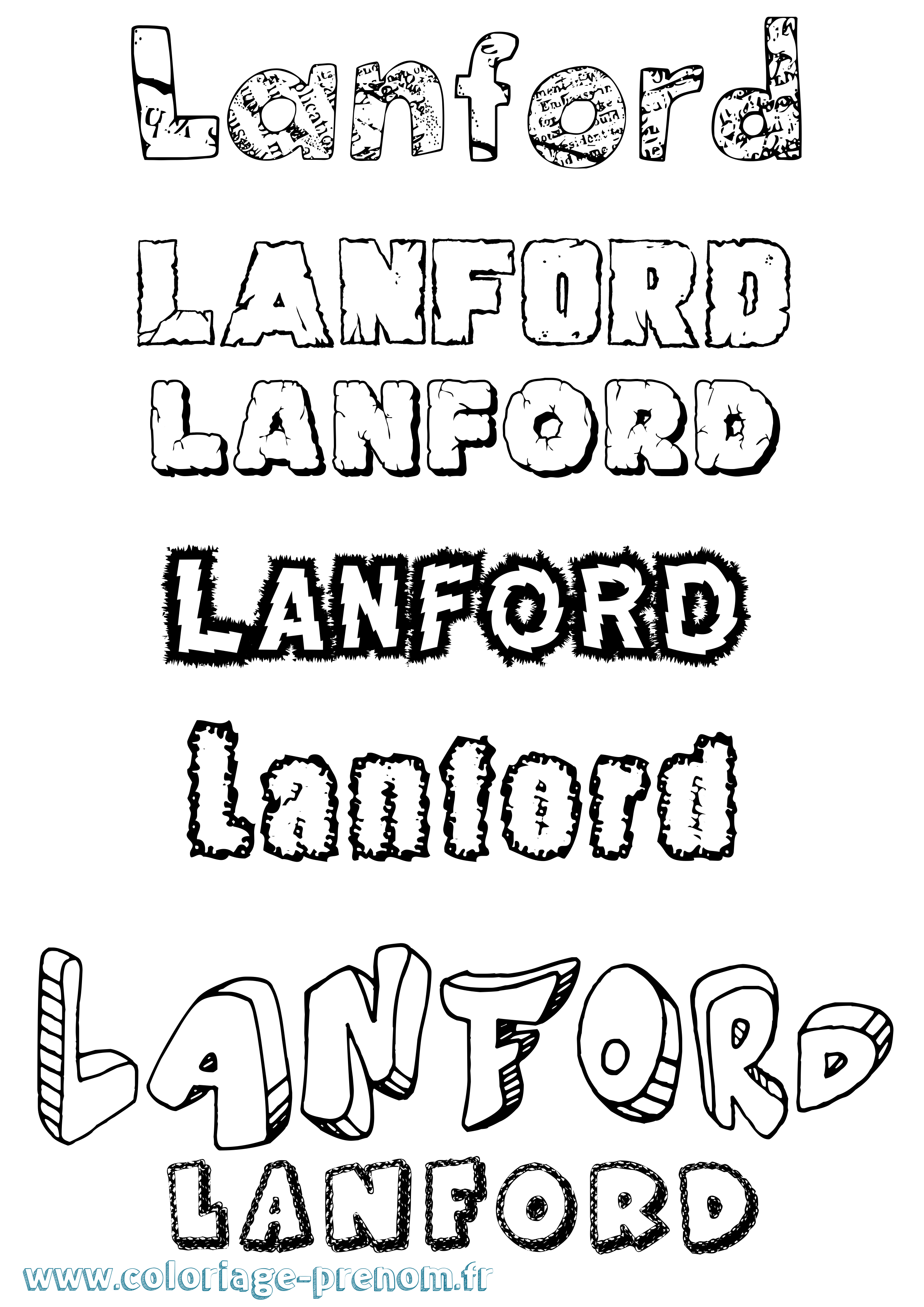 Coloriage prénom Lanford Destructuré