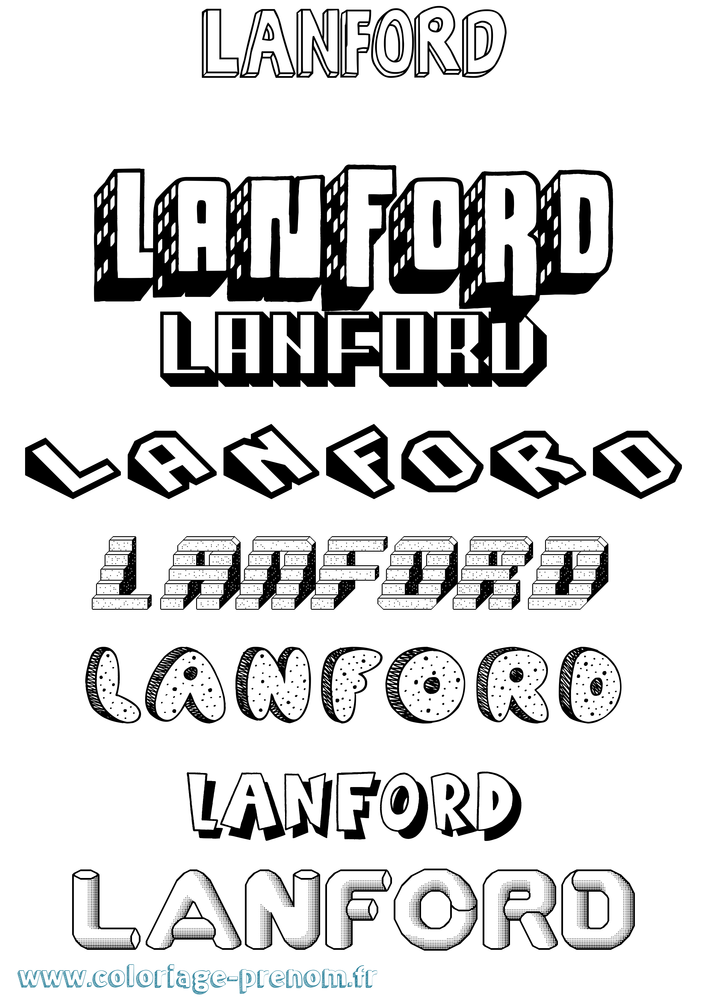 Coloriage prénom Lanford Effet 3D