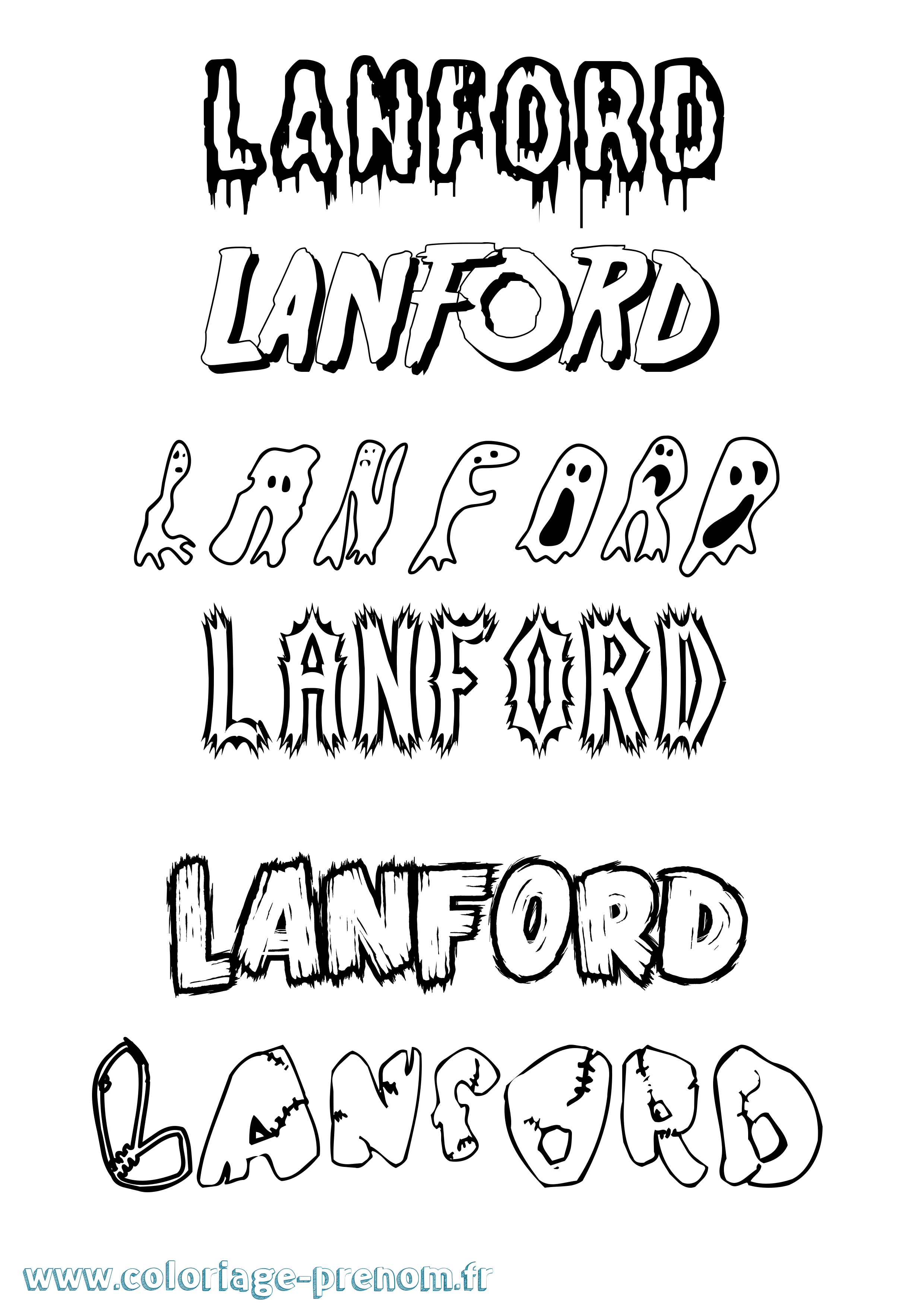 Coloriage prénom Lanford Frisson