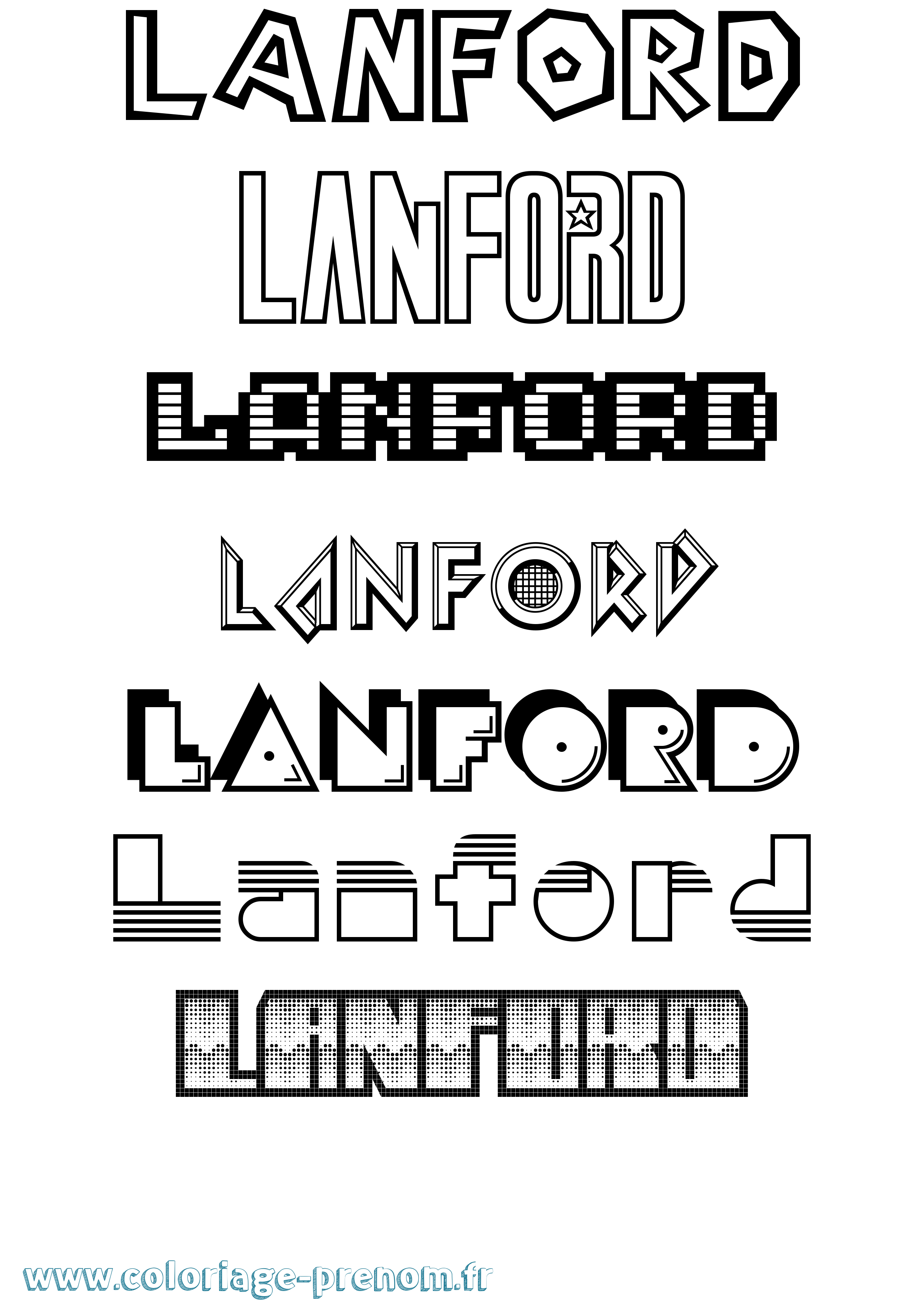 Coloriage prénom Lanford Jeux Vidéos
