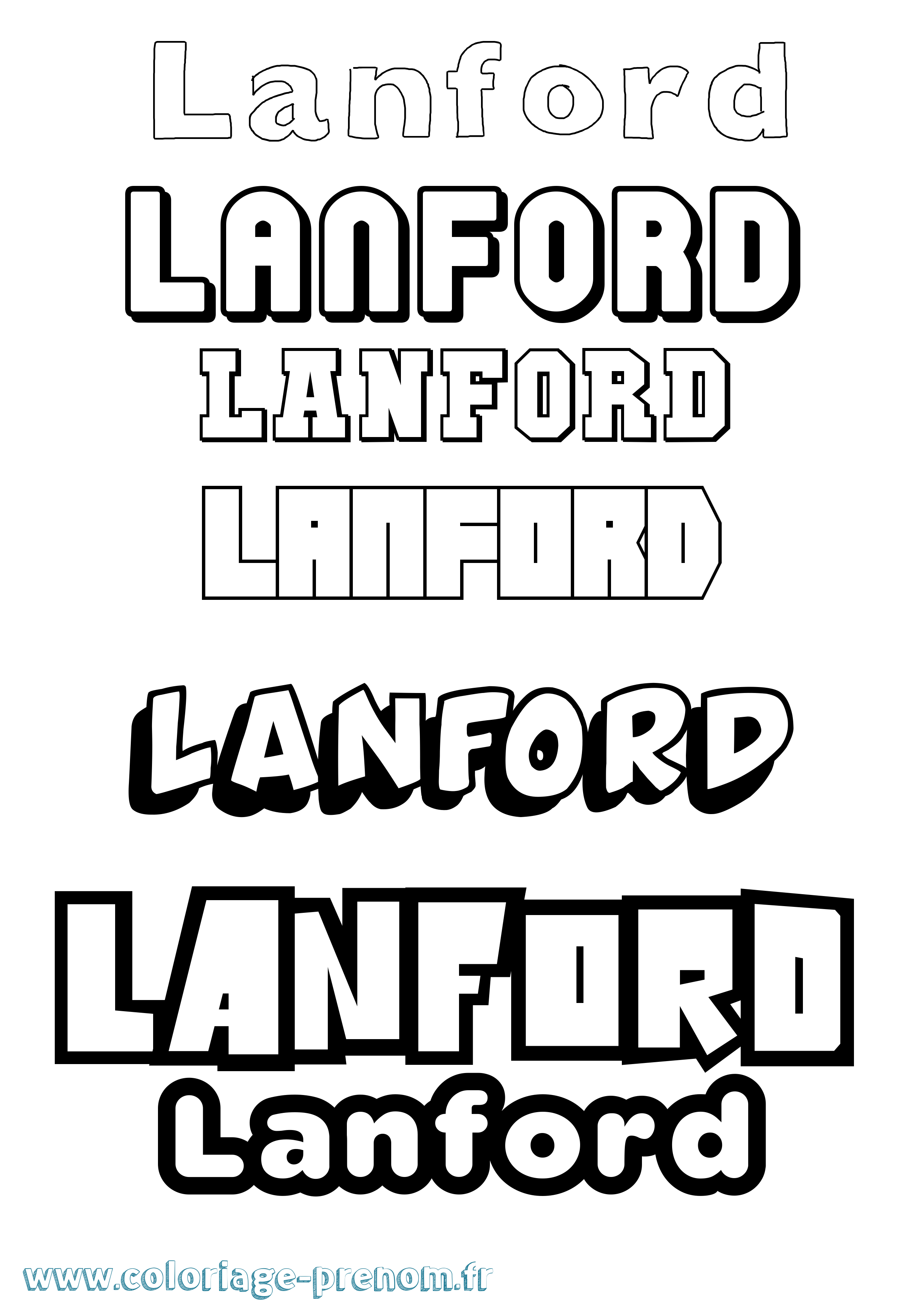 Coloriage prénom Lanford Simple