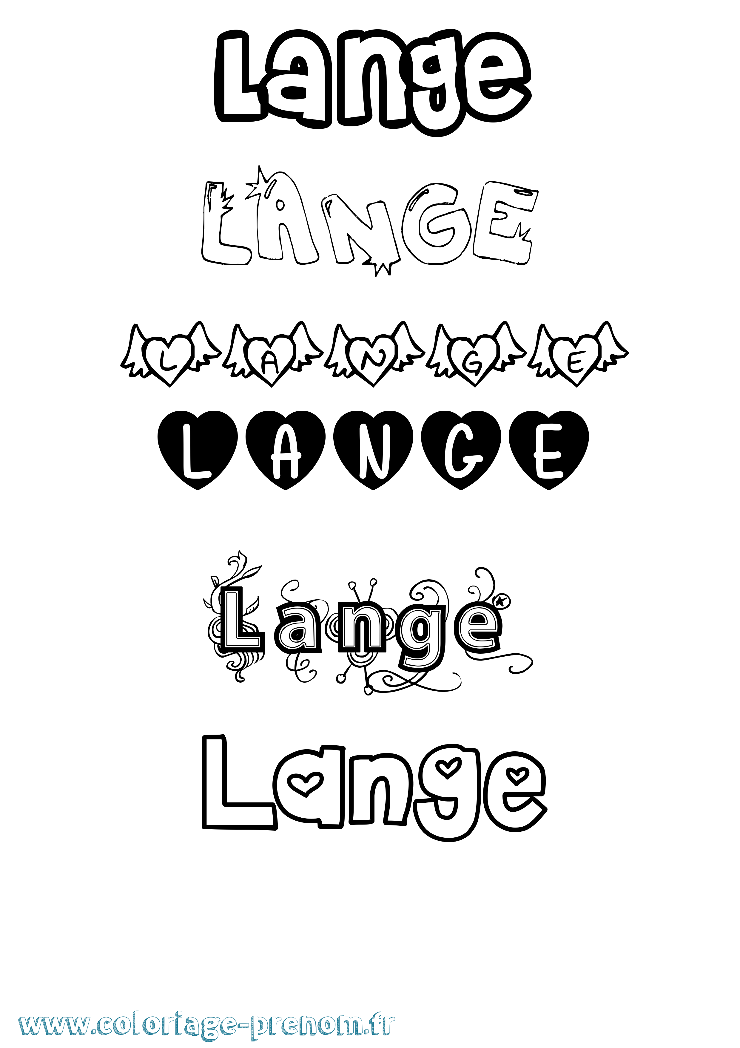 Coloriage Lange Girly Coloriage prénom Lange Girly