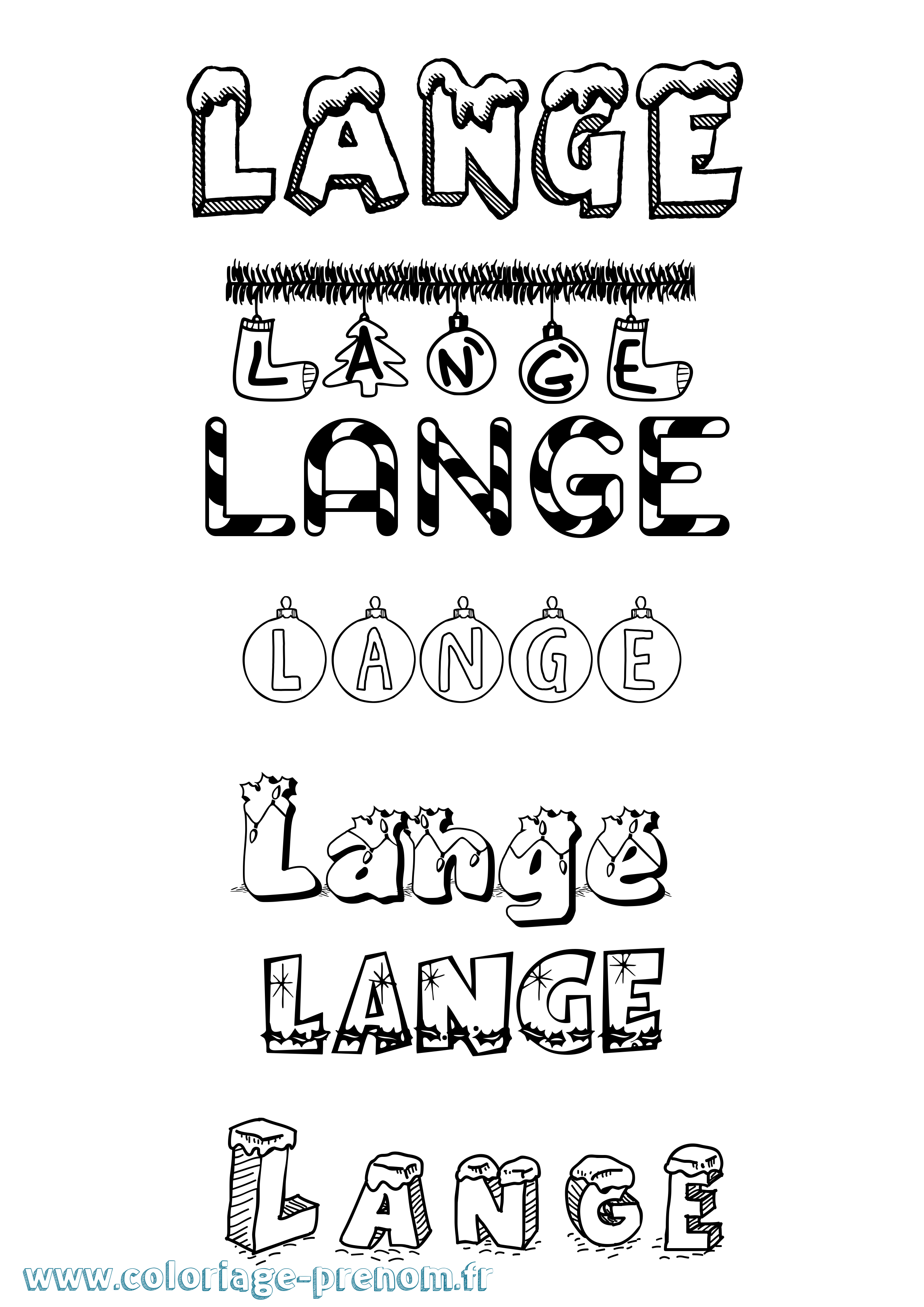 Coloriage Lange Noël Coloriage prénom Lange Noël