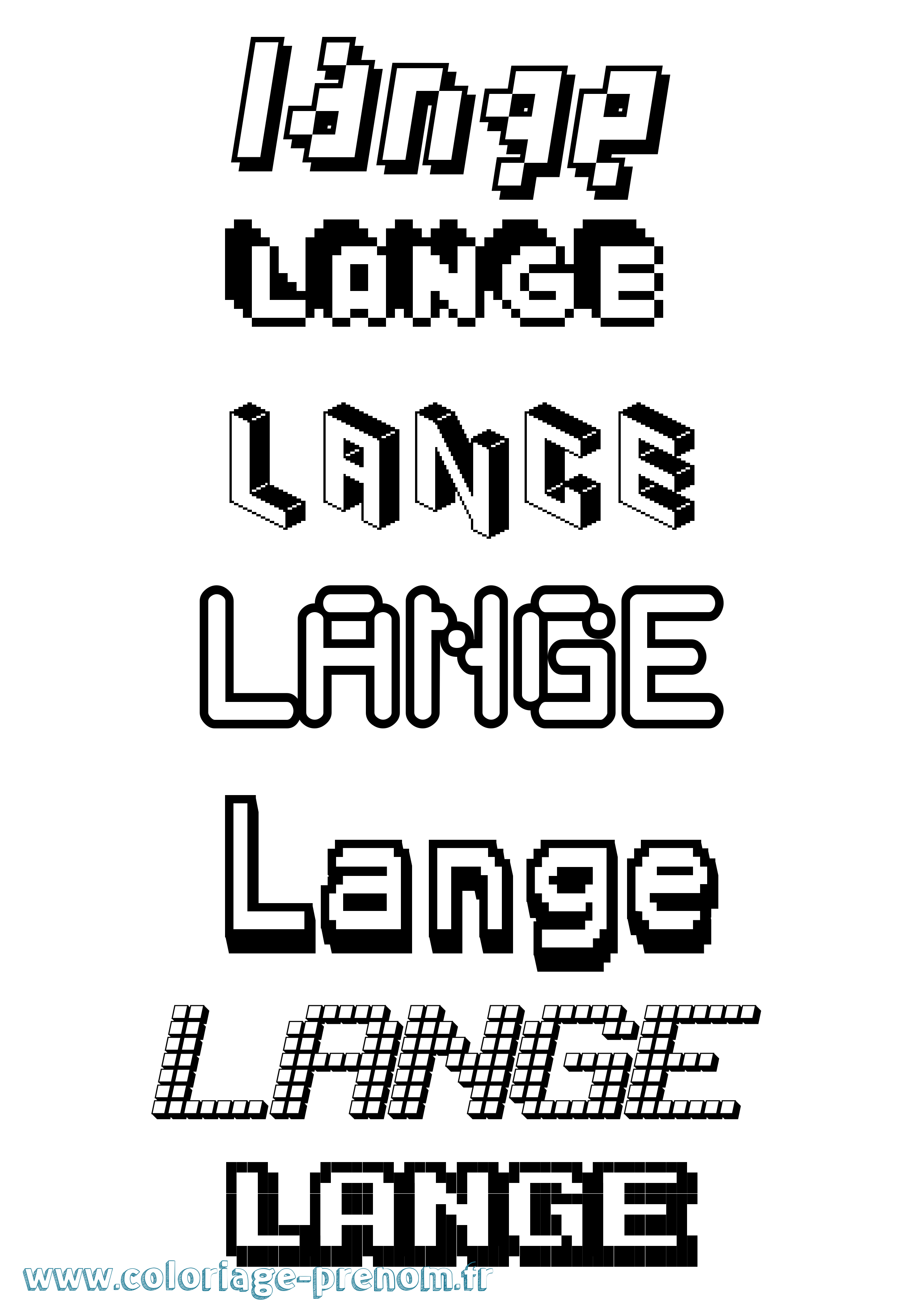Coloriage Lange Pixel Coloriage prénom Lange Pixel