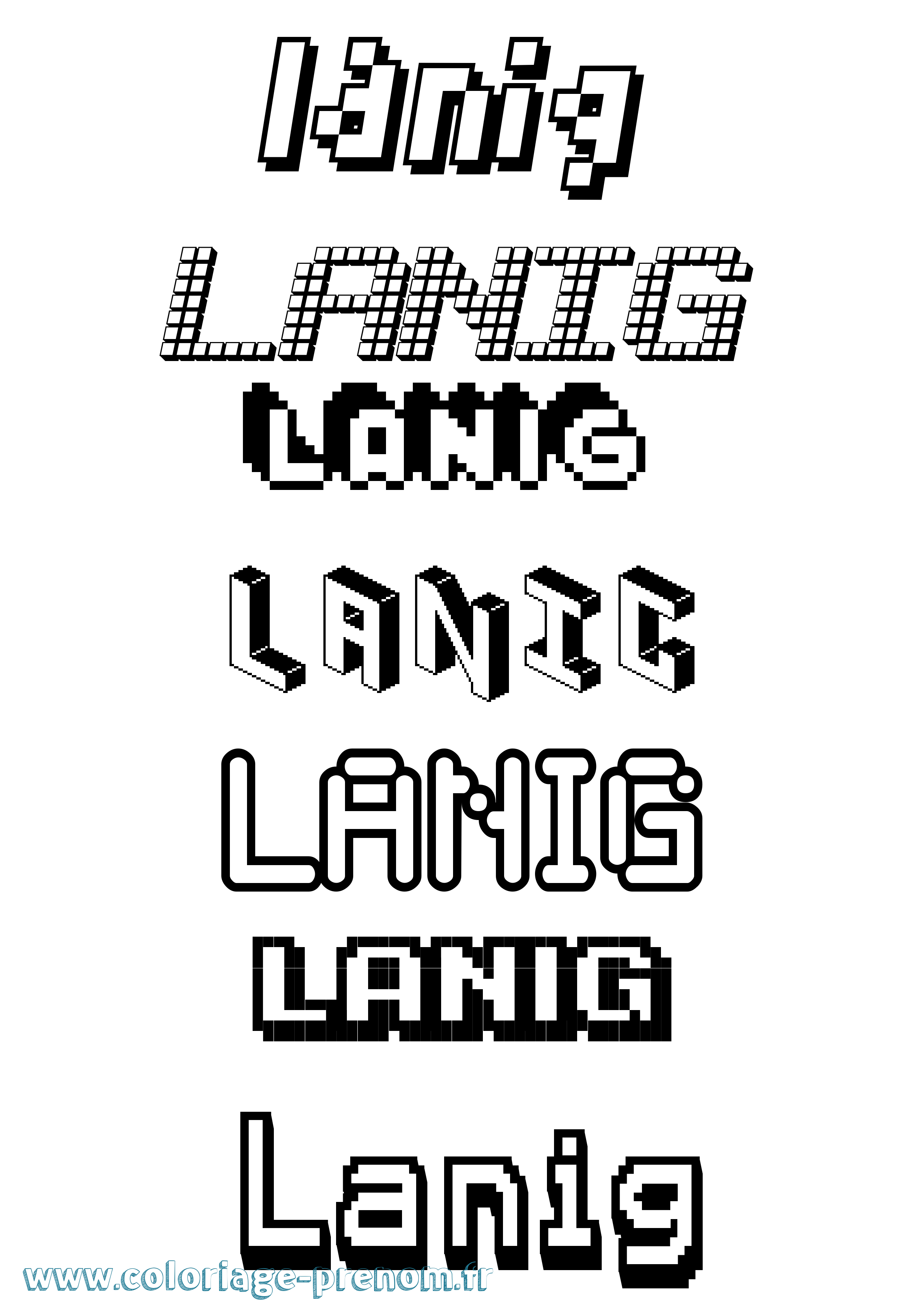 Coloriage prénom Lanig Pixel