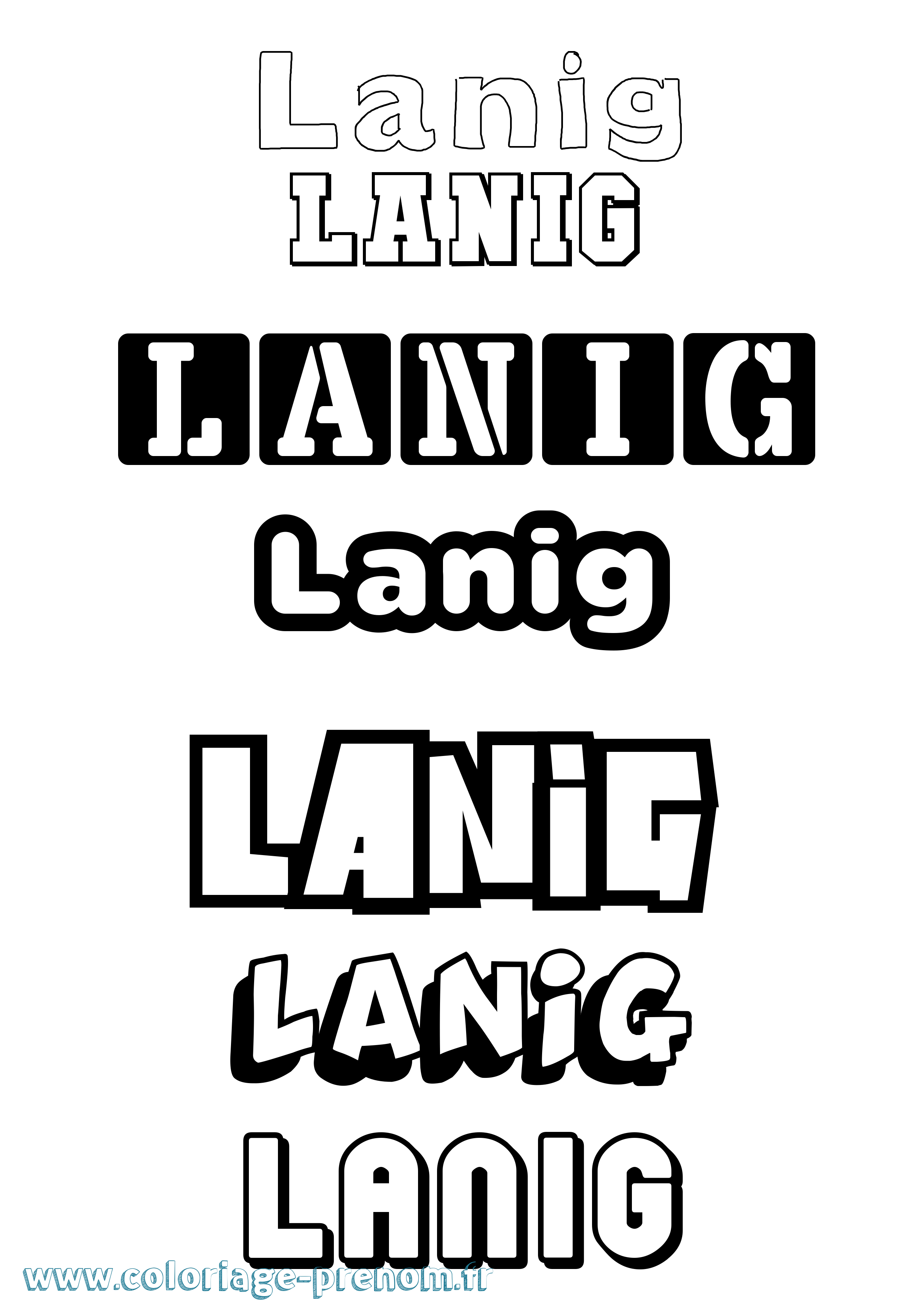 Coloriage prénom Lanig Simple