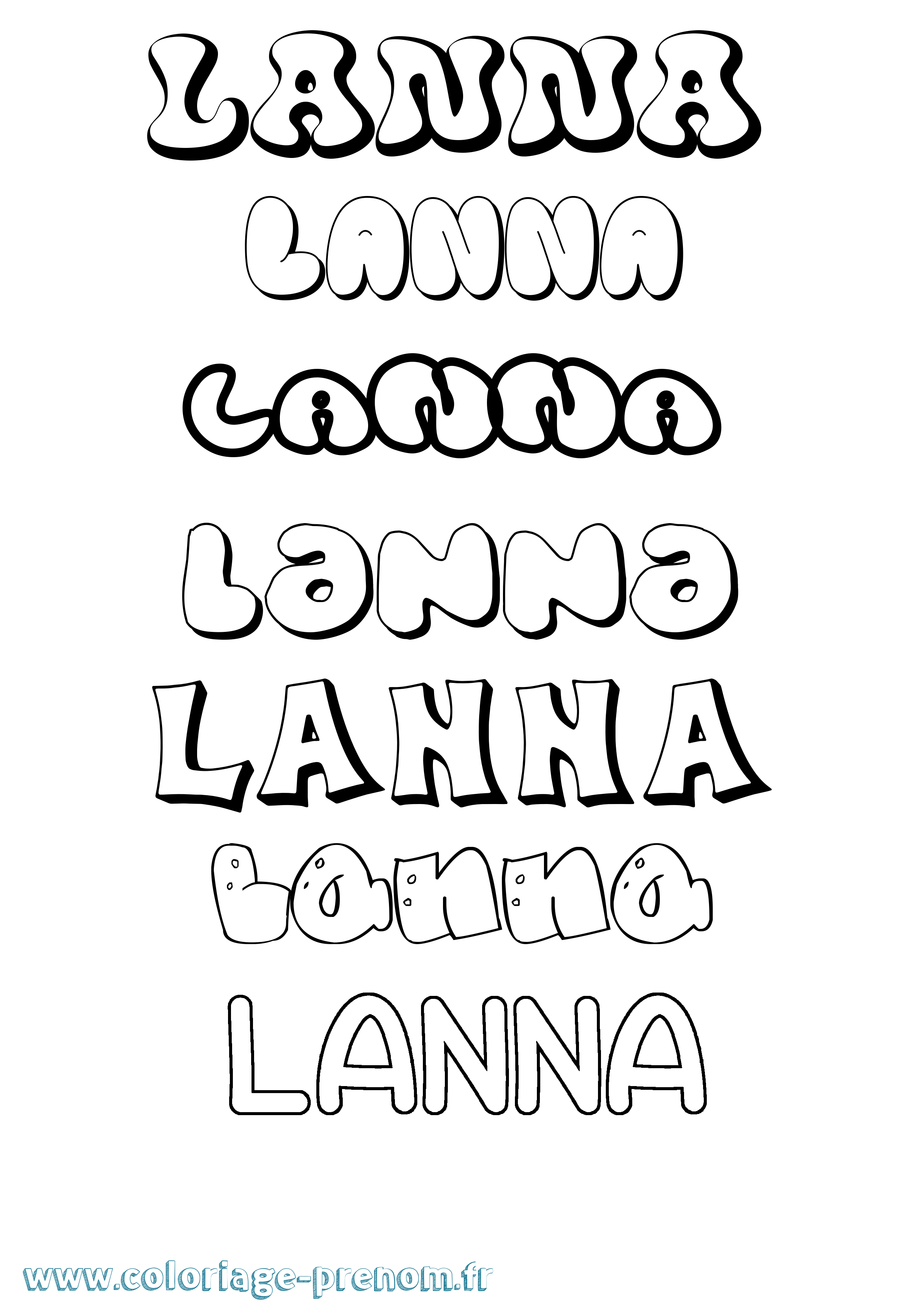 Coloriage Lanna Bubble Coloriage prénom Lanna Bubble