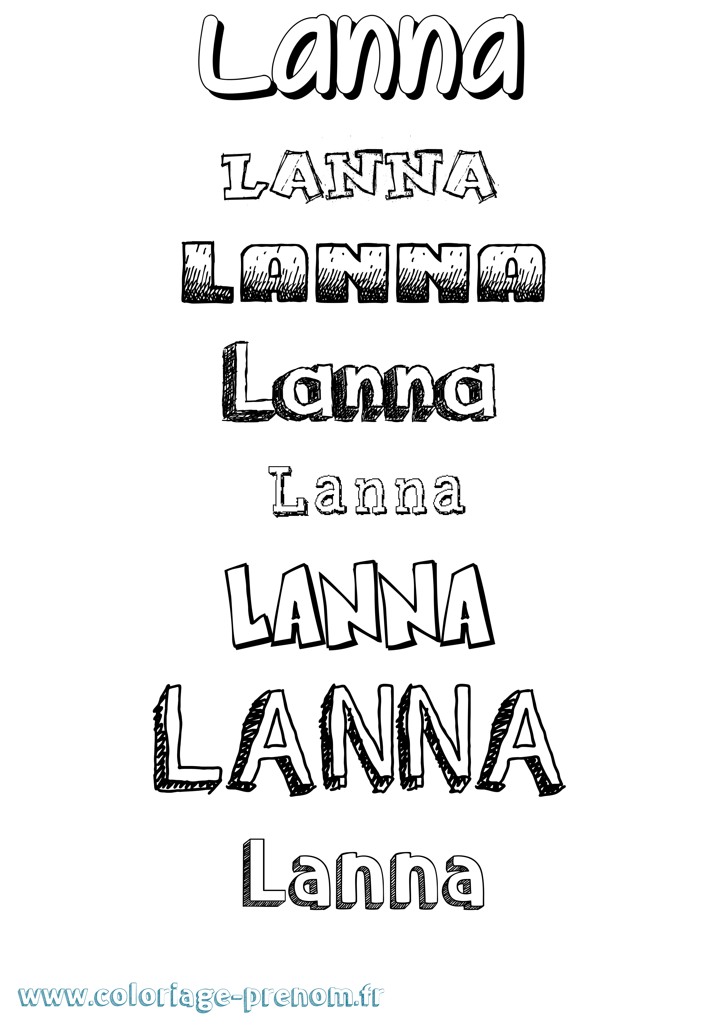 Coloriage Lanna Dessiné Coloriage prénom Lanna Dessiné