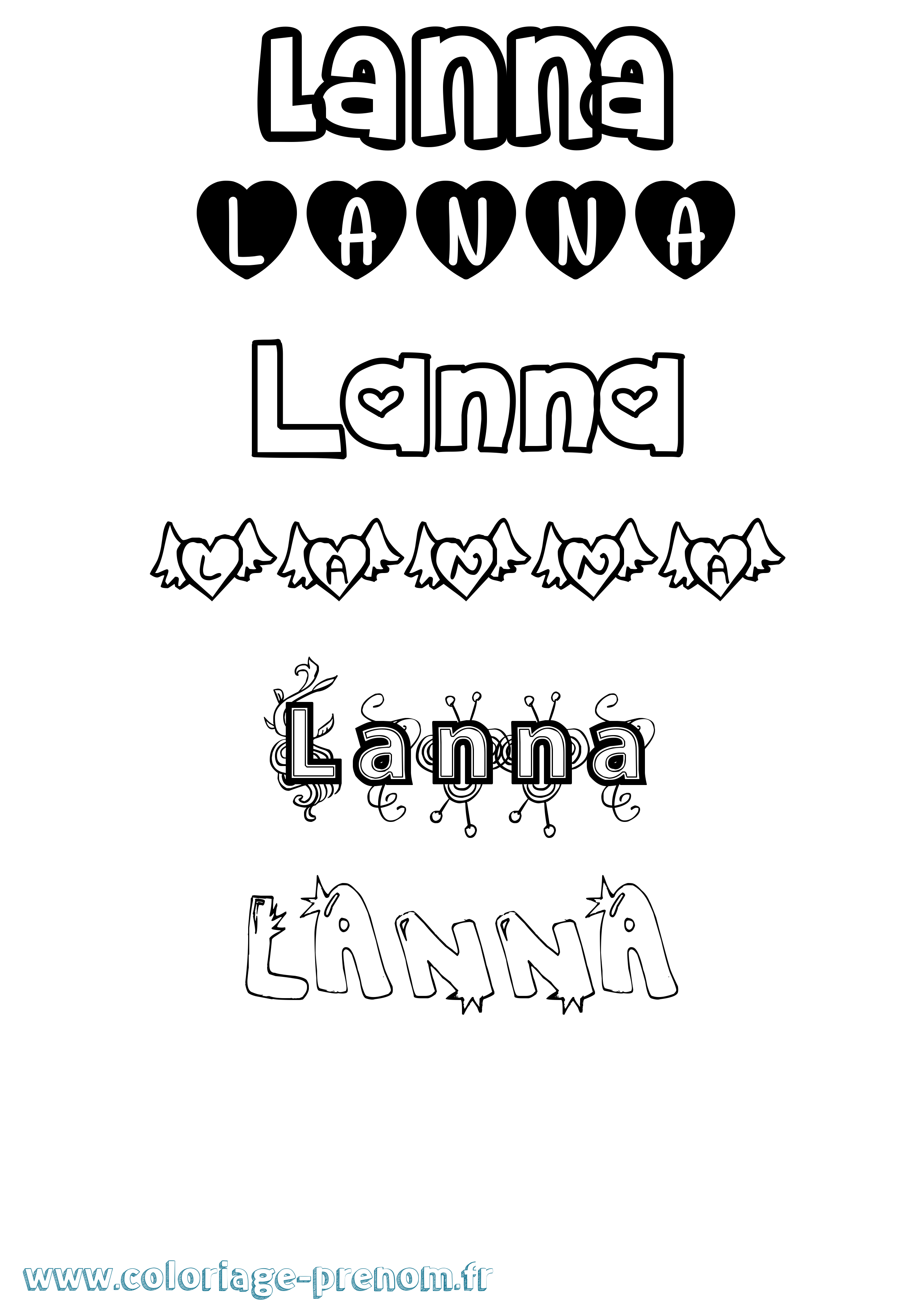 Coloriage Lanna Girly Coloriage prénom Lanna Girly