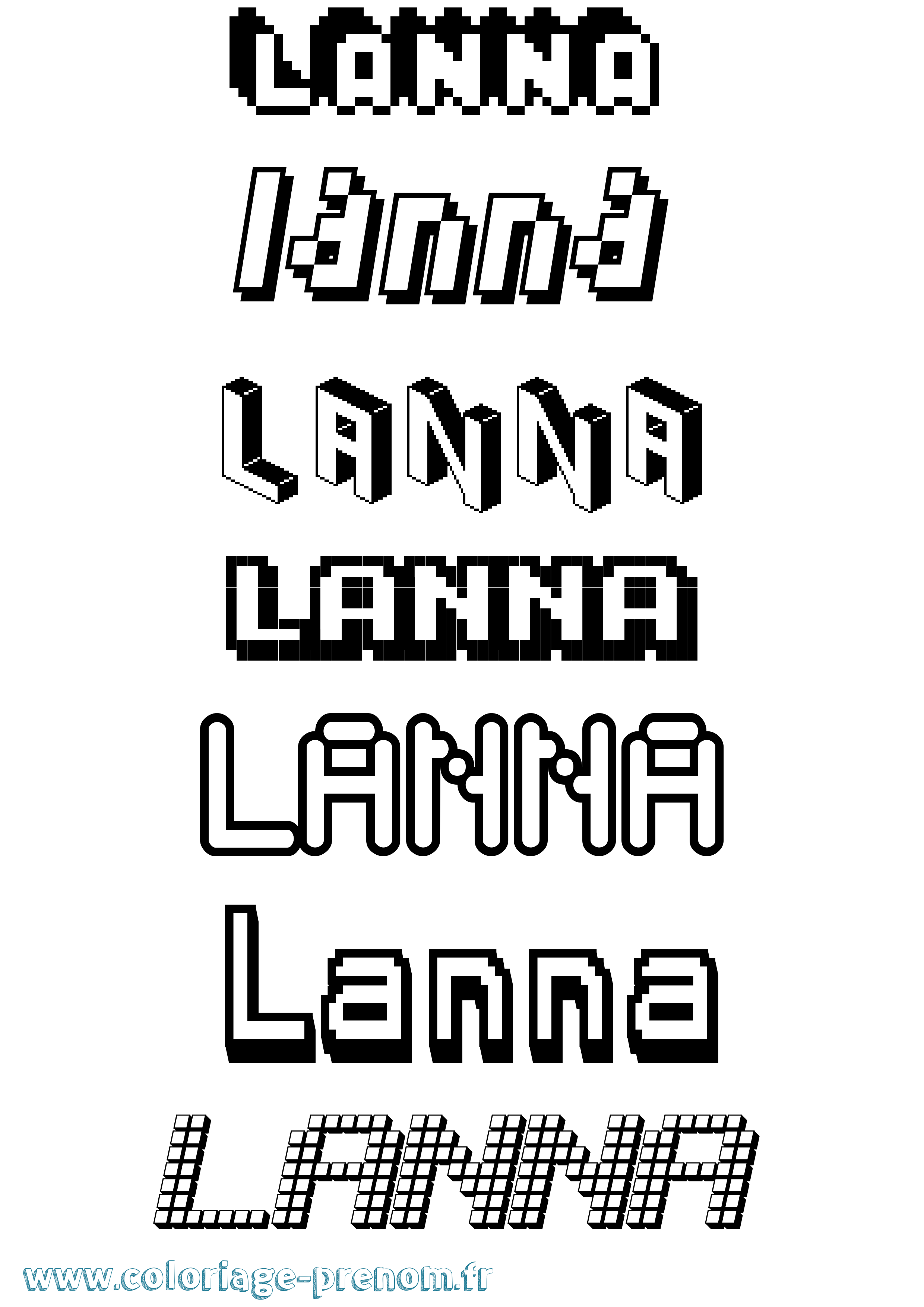 Coloriage Lanna Pixel Coloriage prénom Lanna Pixel