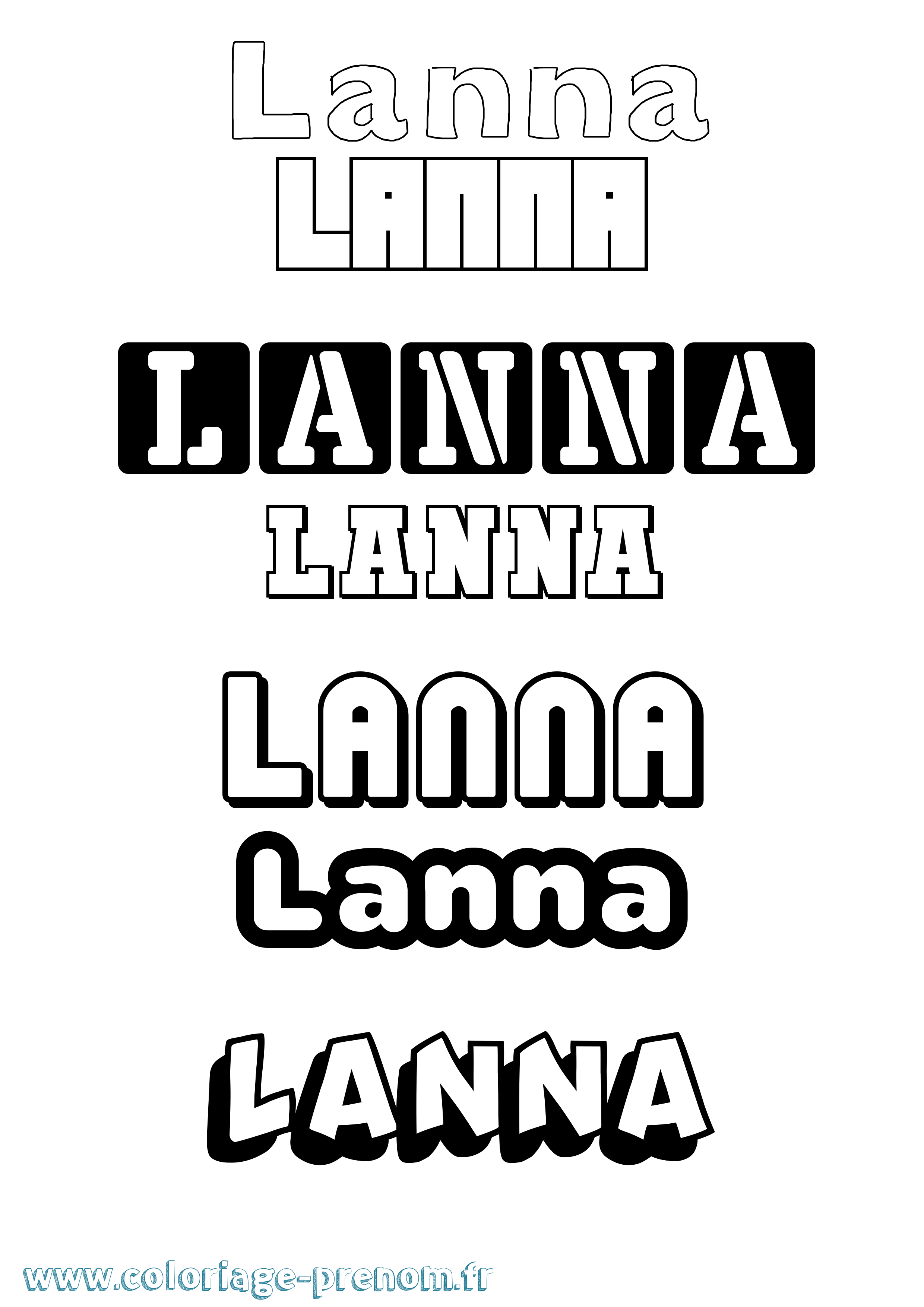 Coloriage Lanna Simple Coloriage prénom Lanna Simple