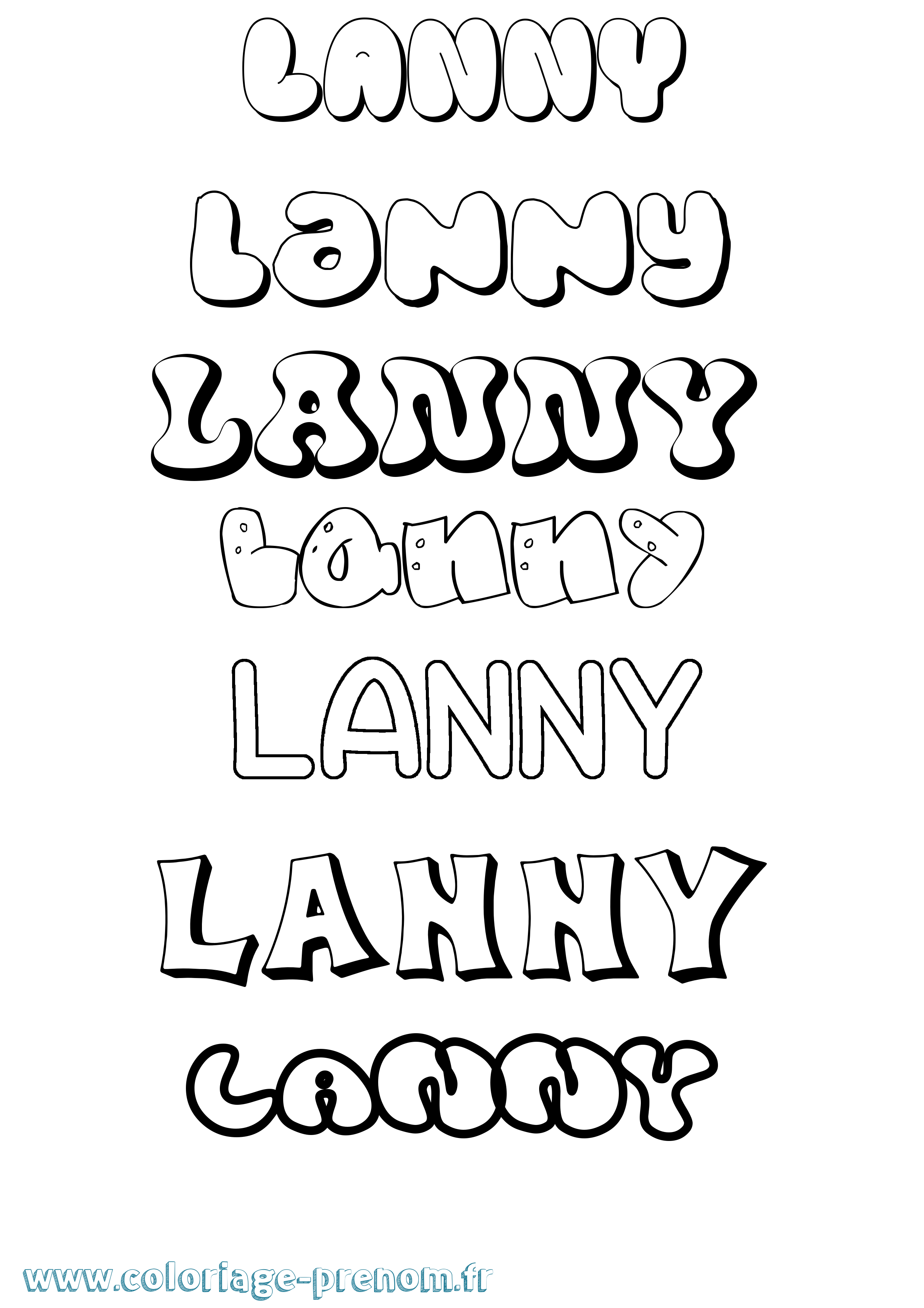 Coloriage Lanny Bubble Coloriage prénom Lanny Bubble