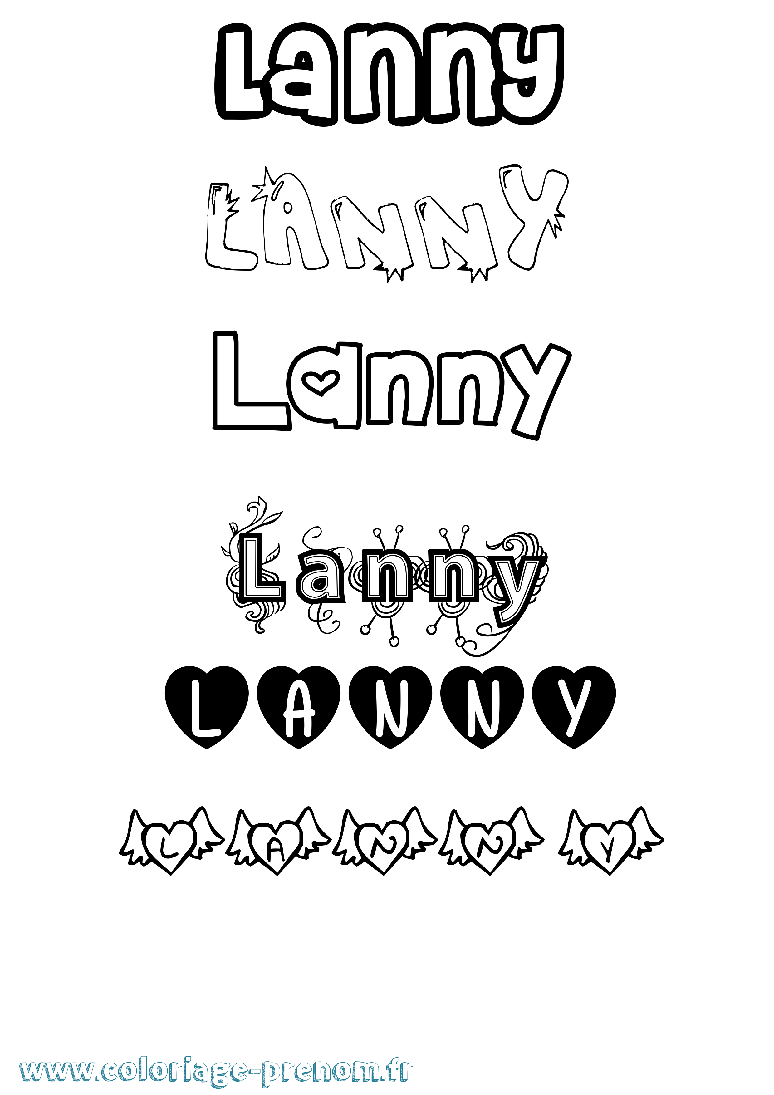 Coloriage Lanny Girly Coloriage prénom Lanny Girly