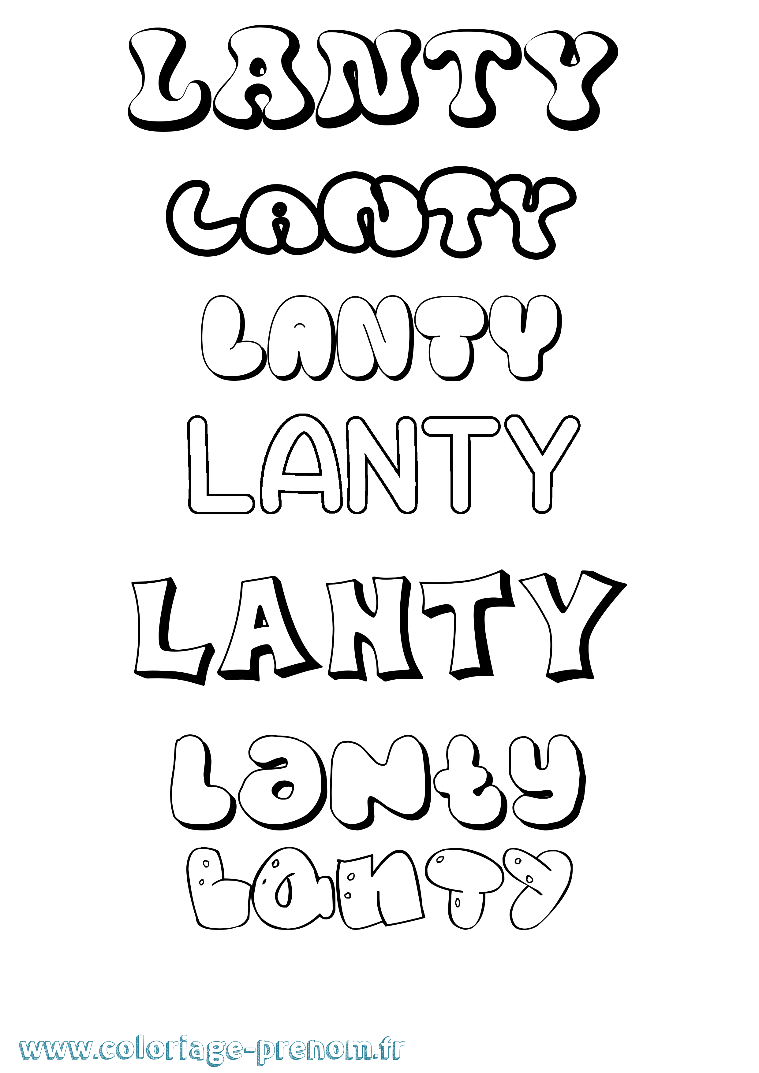 Coloriage prénom Lanty Bubble