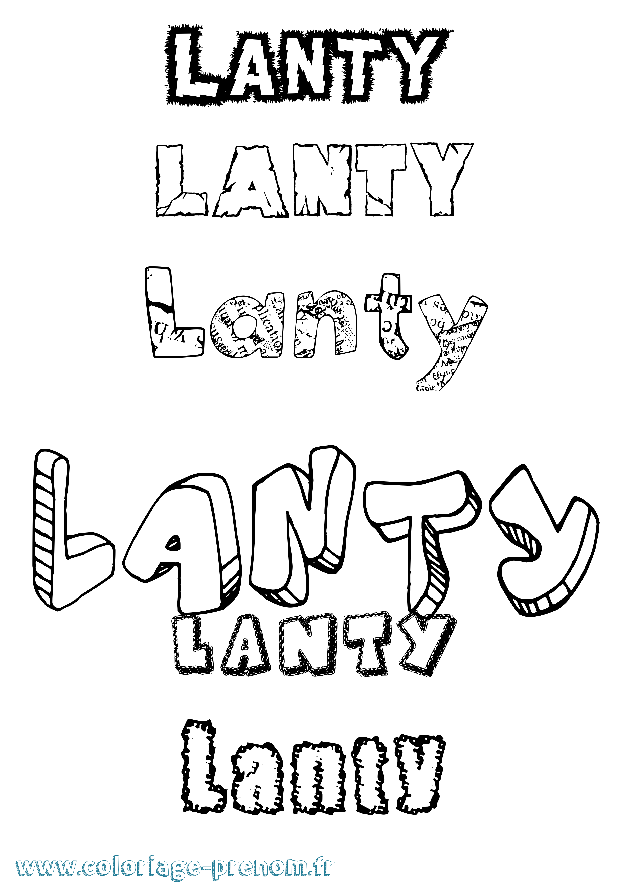 Coloriage Lanty Destructuré Coloriage prénom Lanty Destructuré