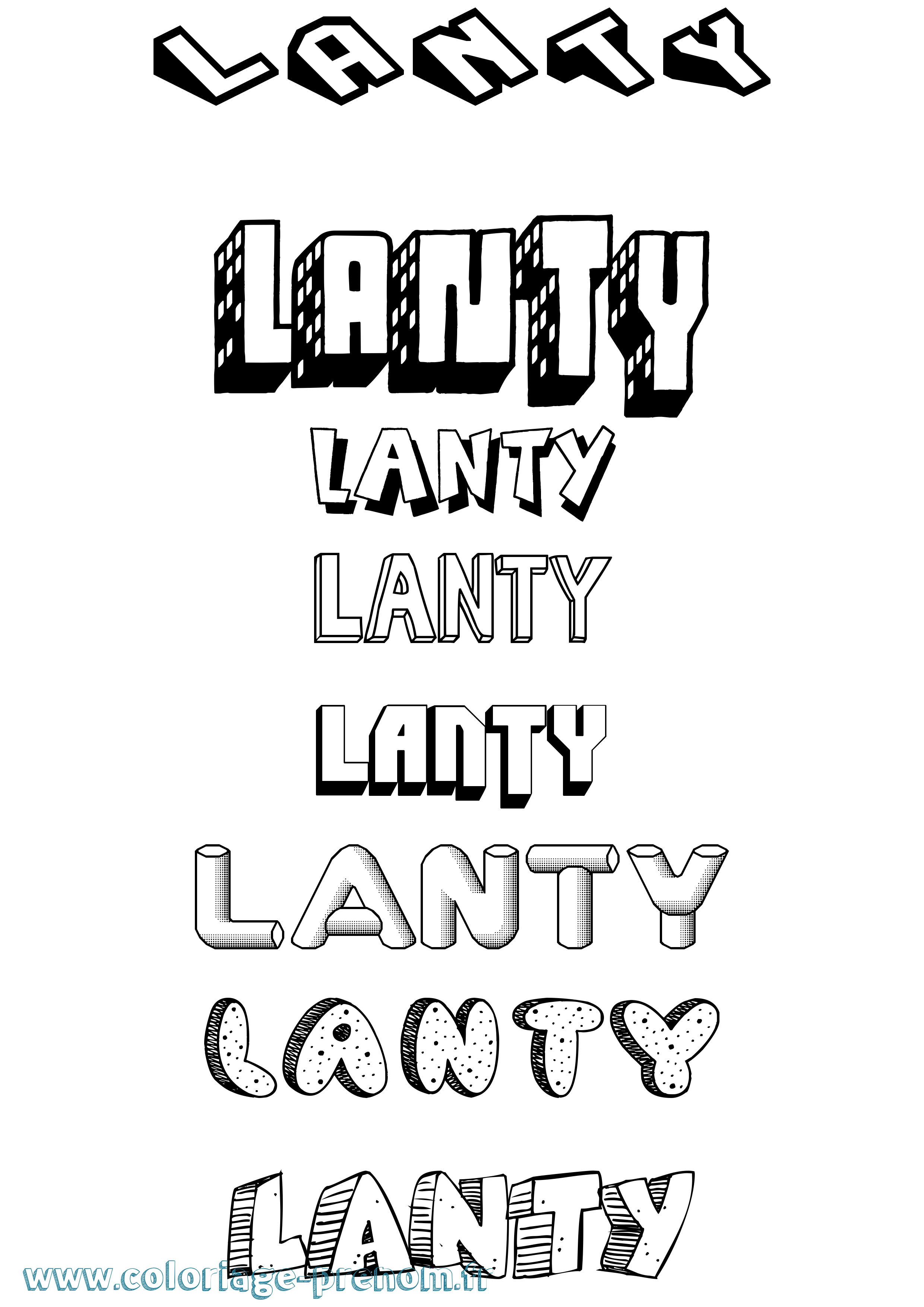 Coloriage Lanty Effet 3D Coloriage prénom Lanty Effet 3D