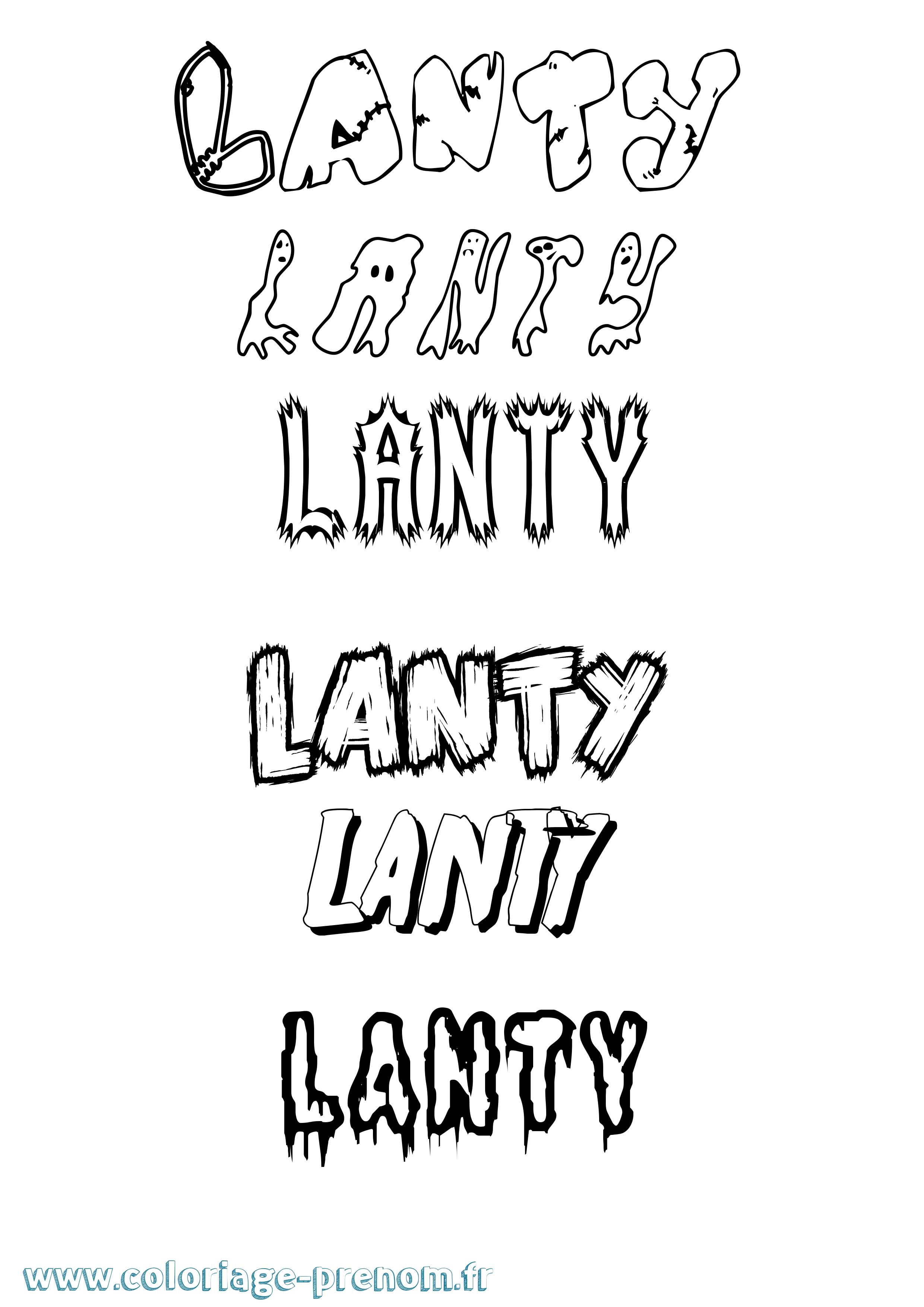 Coloriage prénom Lanty Frisson