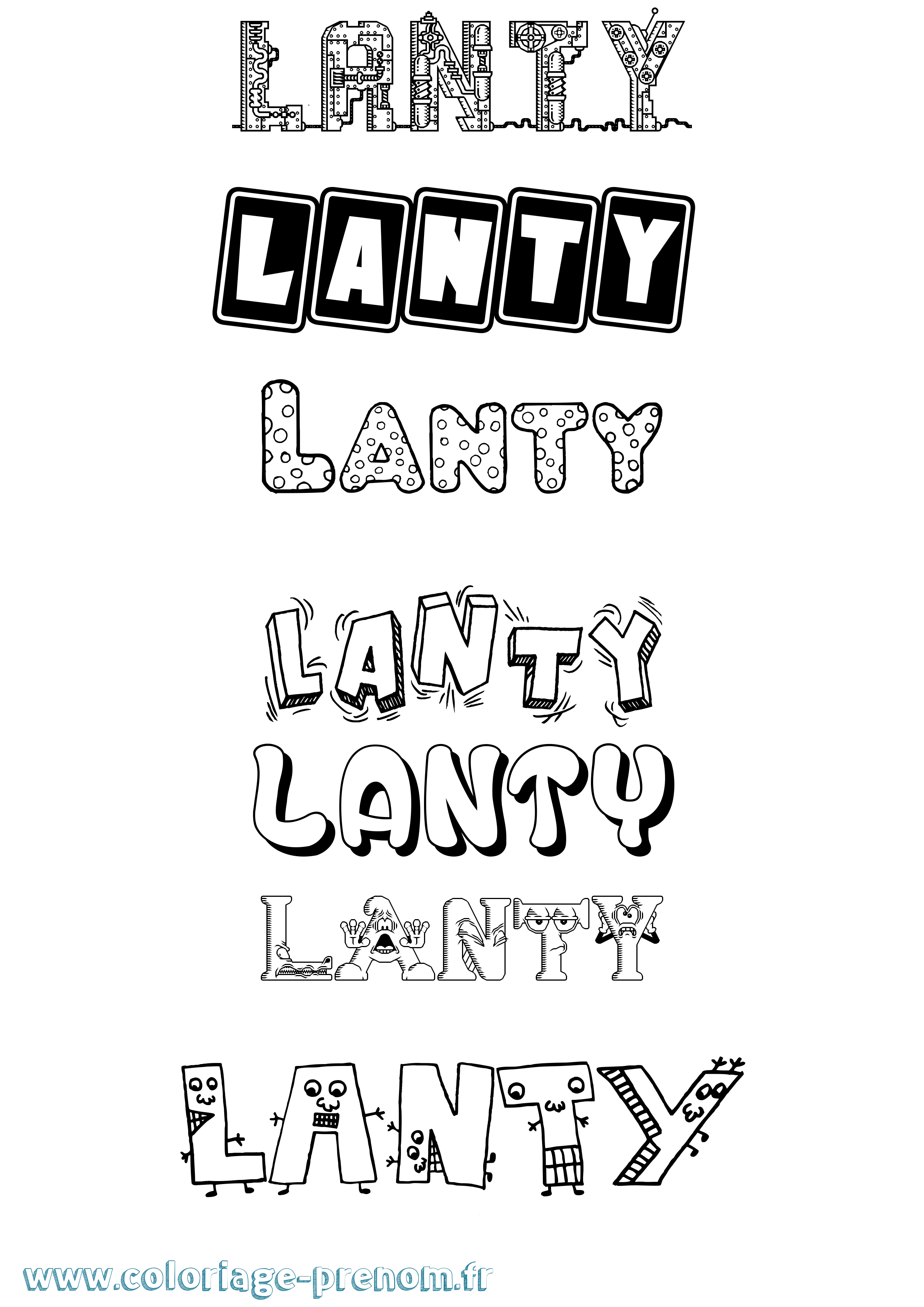 Coloriage prénom Lanty Fun