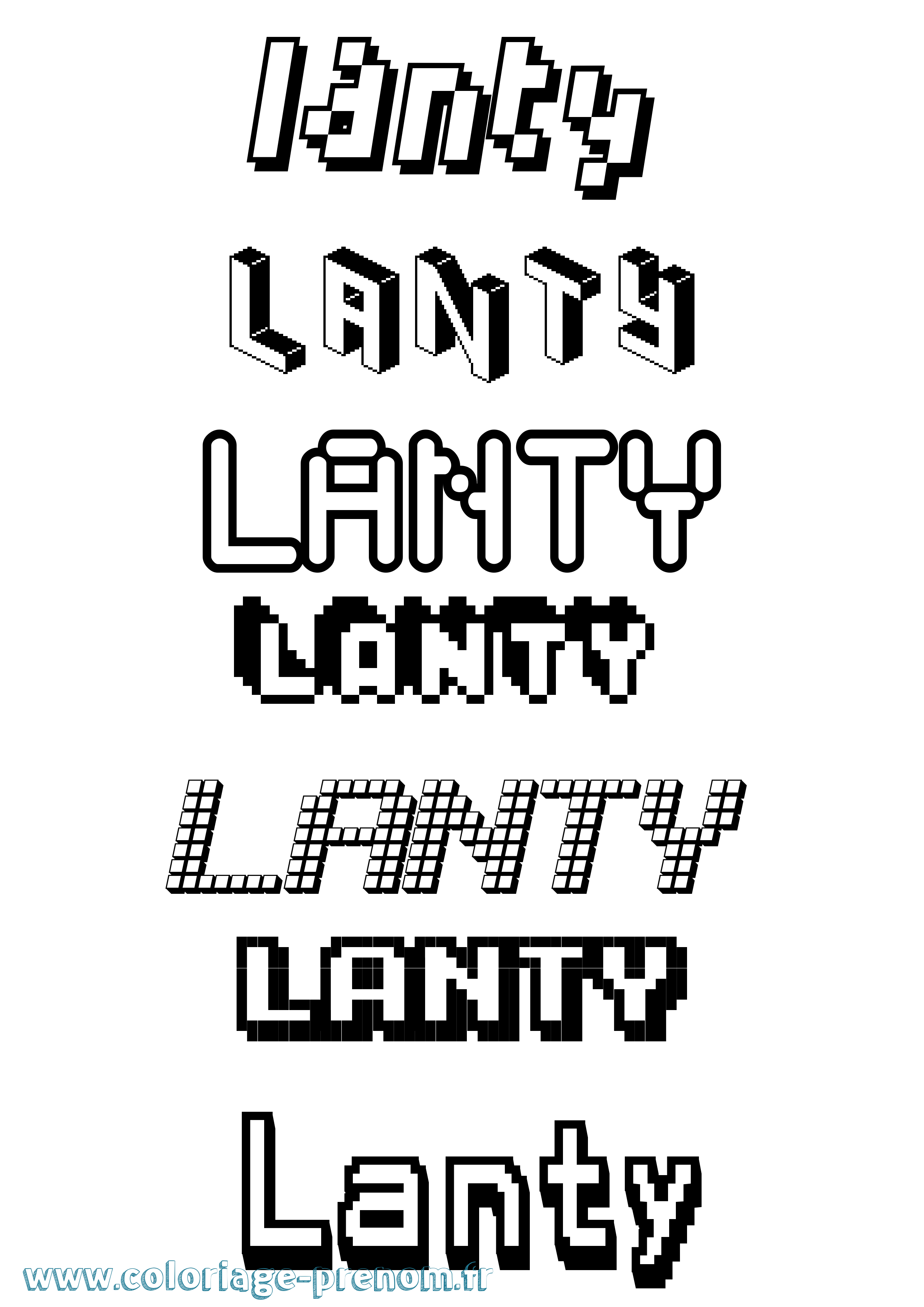 Coloriage Lanty Pixel Coloriage prénom Lanty Pixel