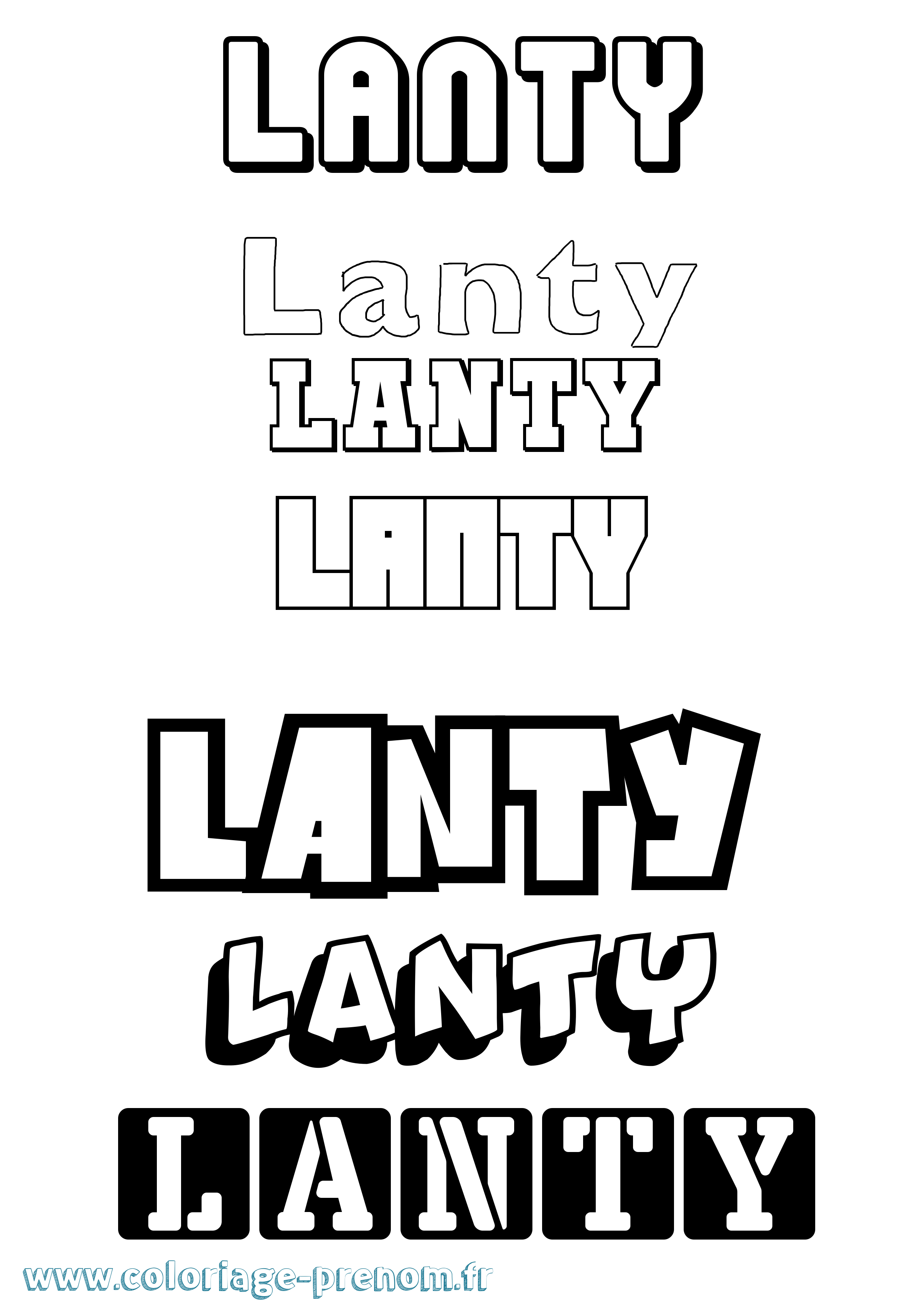 Coloriage Lanty Simple Coloriage prénom Lanty Simple